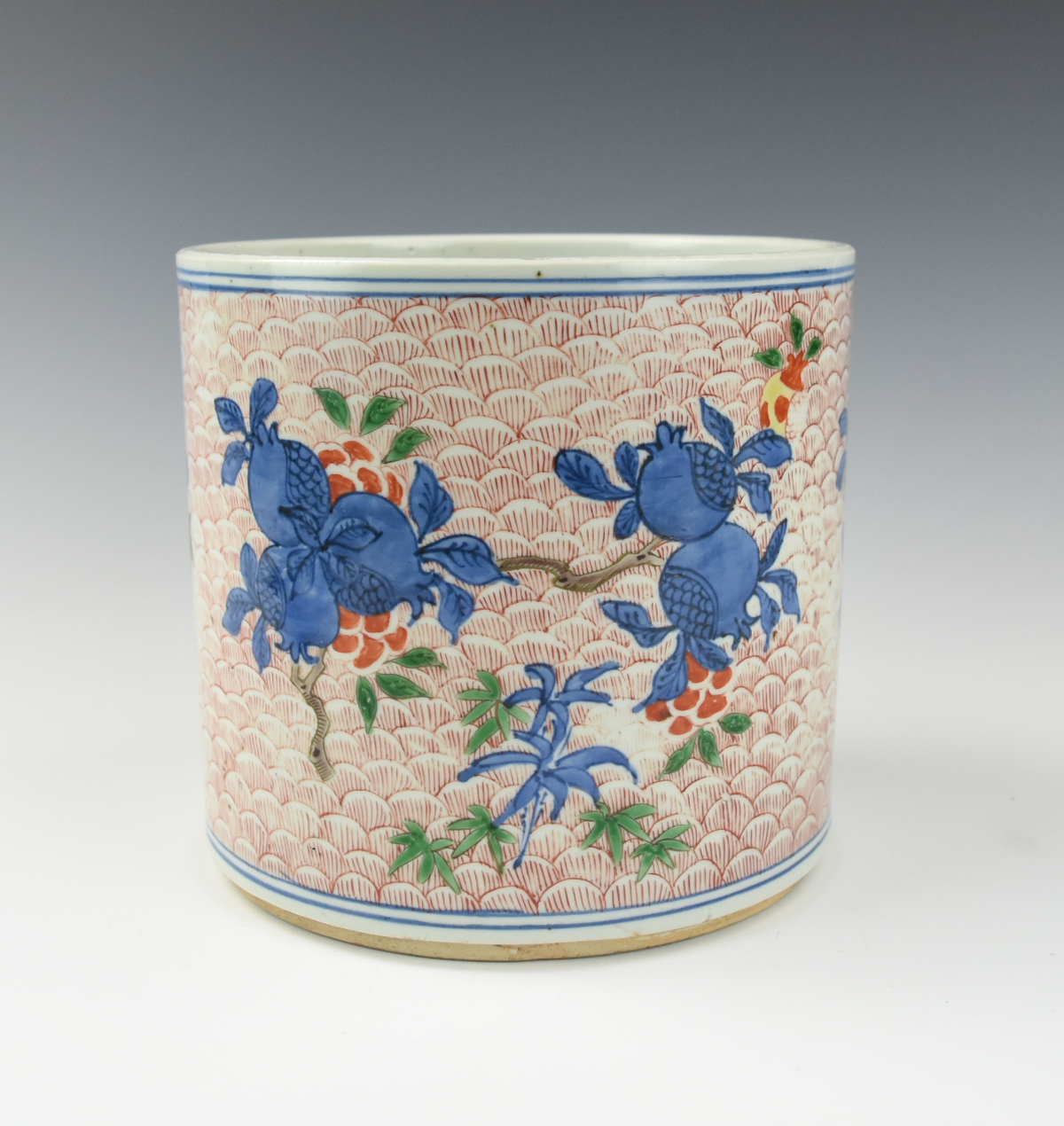 CHINESE BLUE &FAMILE VERTE BRUSHPOT