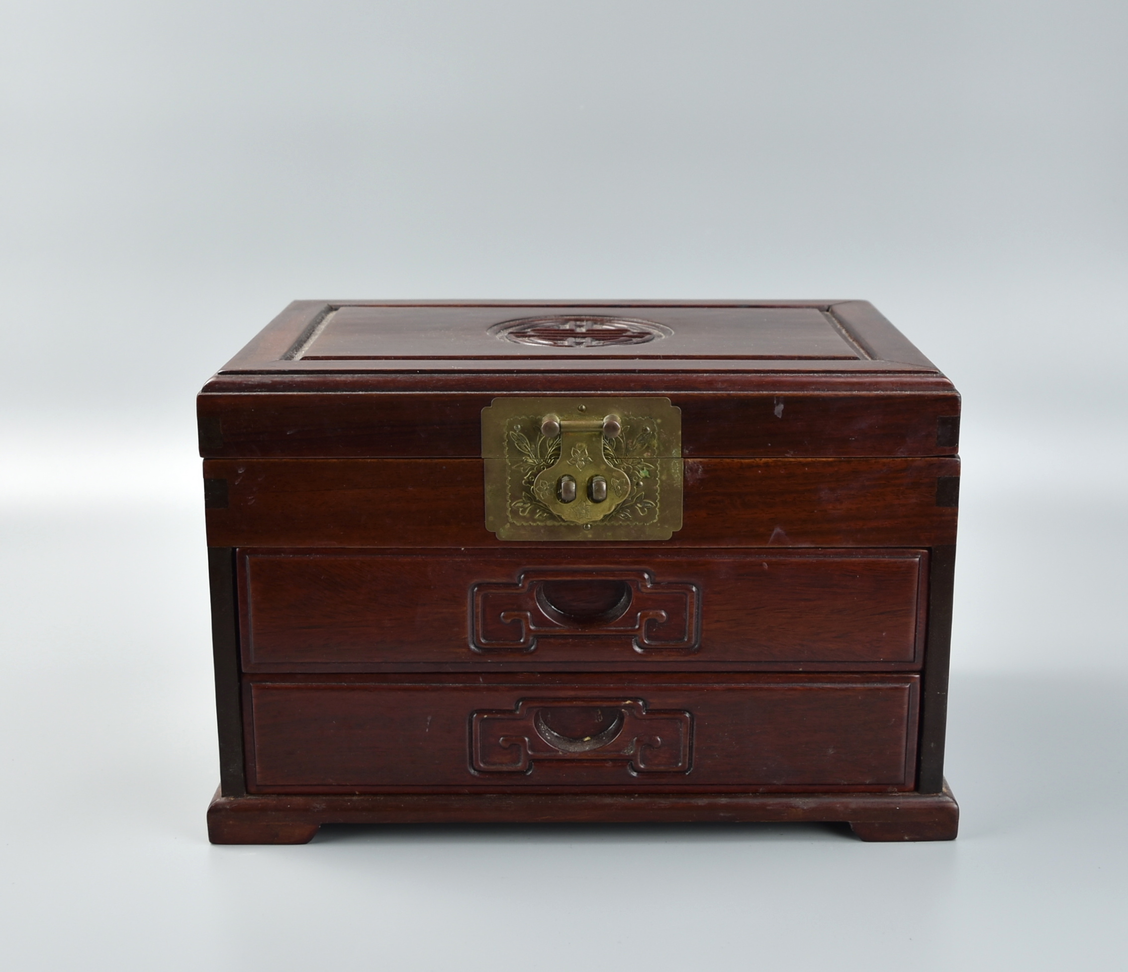 CHINESE ROSEWOOD JEWELRY BOX, QING