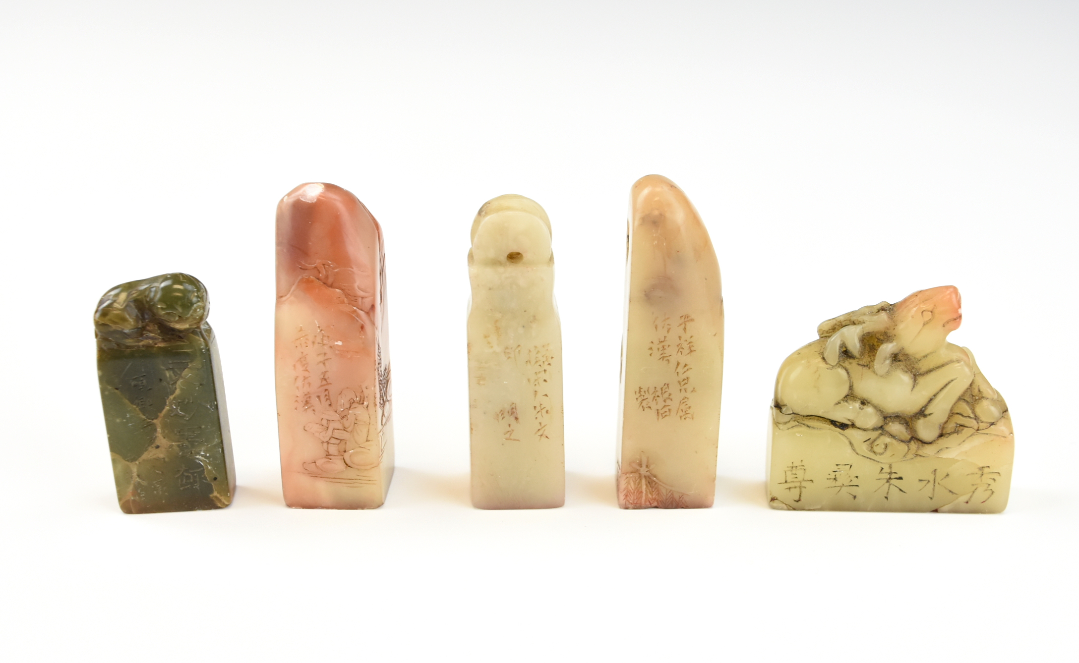 GROUP OF FIVE CHINESE SOAPSTONE