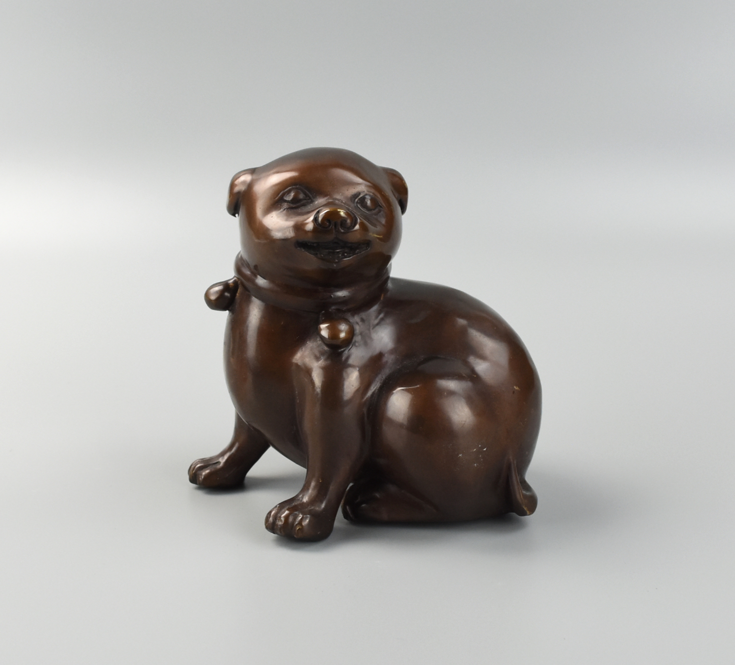 CHINESE ANTIQUE BRONZE DOG STATUE