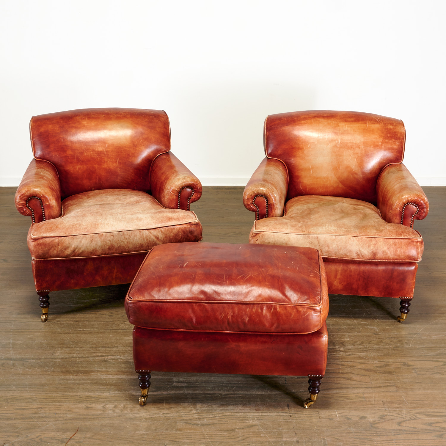 PAIR GEORGE SMITH LEATHER CLUB