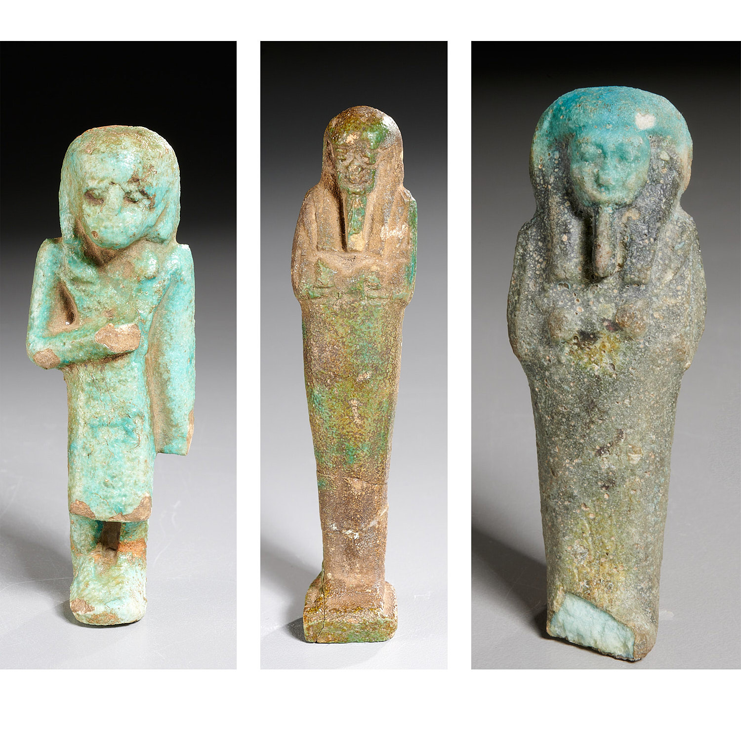  3 ANCIENT EGYPTIAN FAIENCE USHABTI  2ce98b