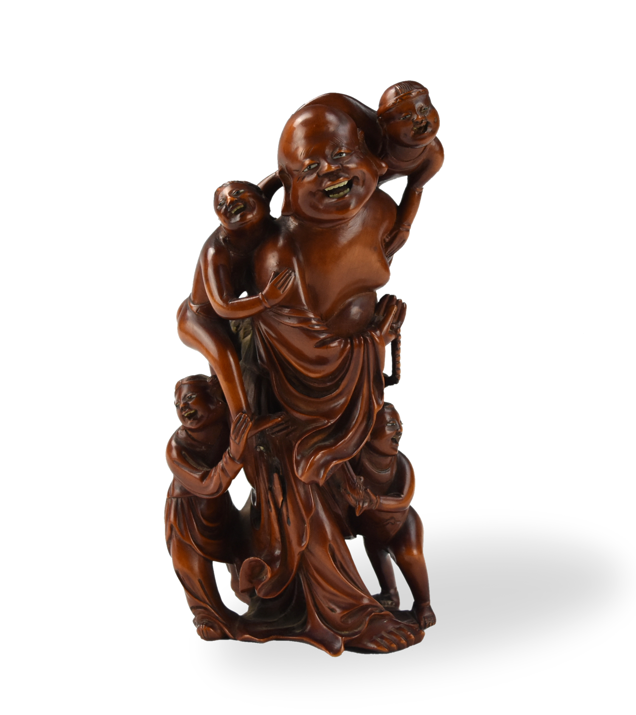 CHINESE CARVED WOODEN BUDDHA FIGURE,