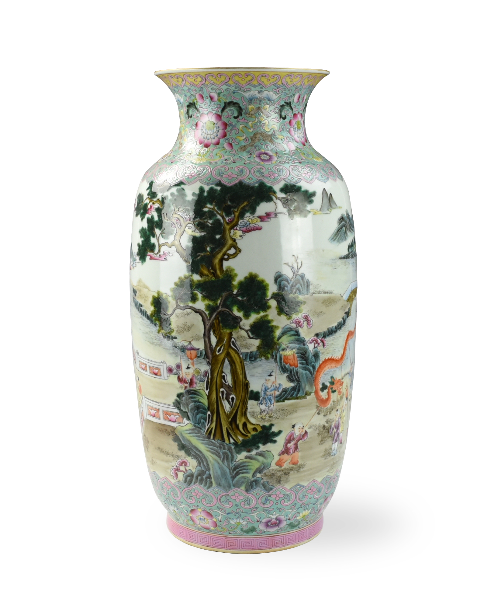 LARGE CHINESE FAMILLE ENAMEL LATERN 2cea4c