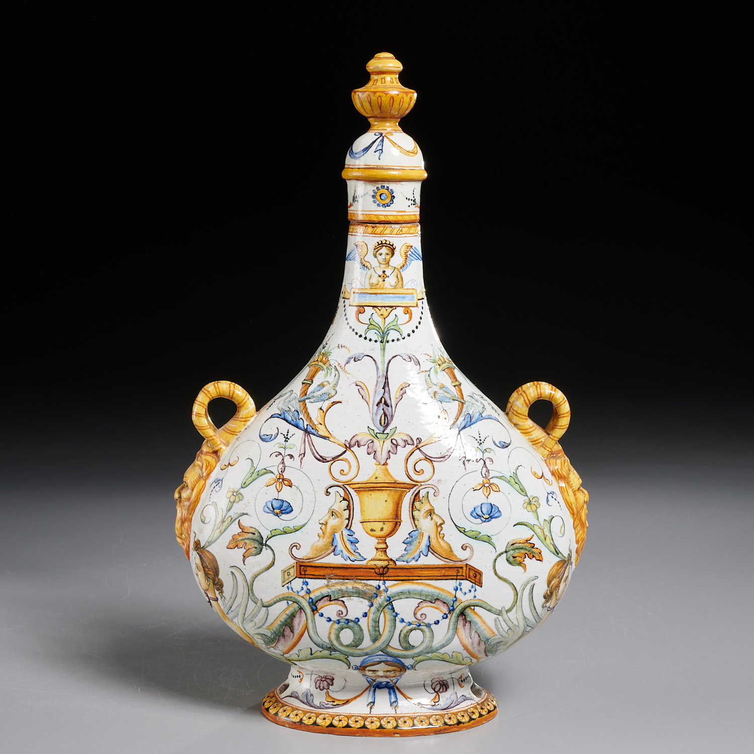 ITALIAN MAJOLICA URBINO PILGRIM FLASK