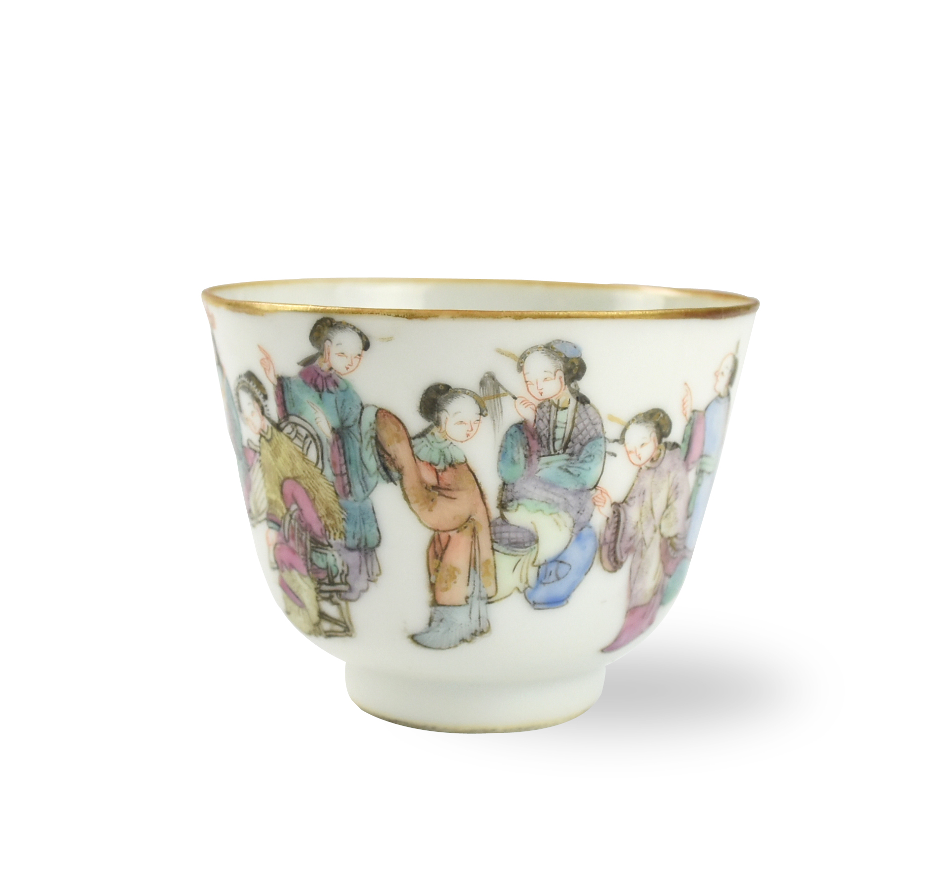 CHINESE FAMILLE ROSE CUP W FIGURES TONGZHI 2cea5b