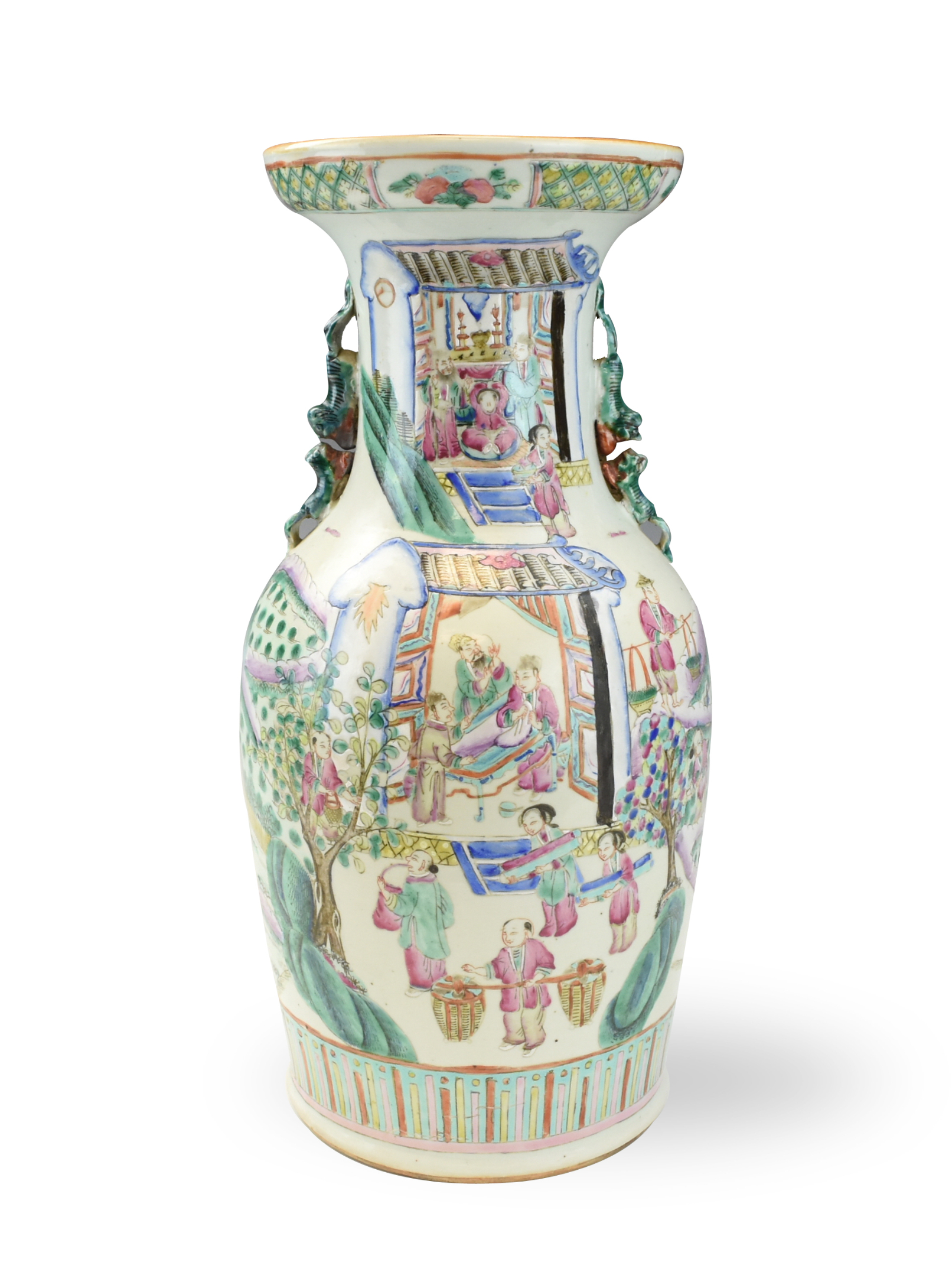 LARGE CHINESE FAMILLE ROSE VASE,19TH
