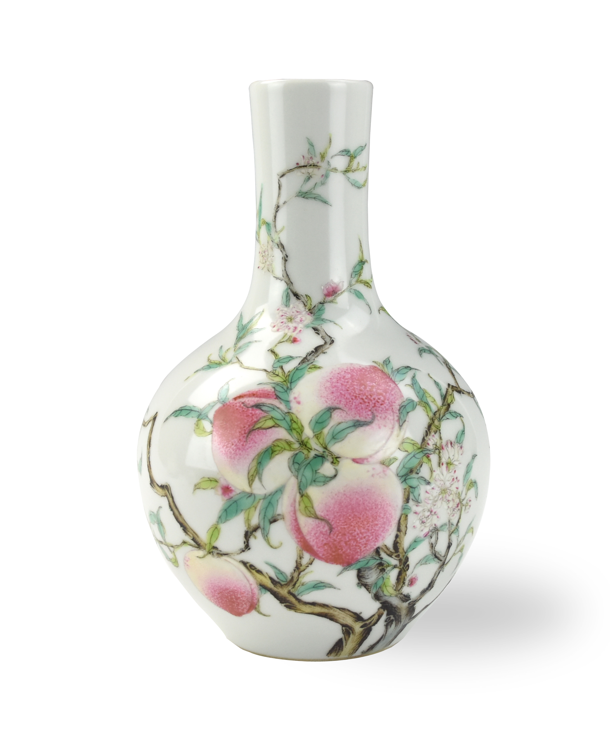 CHINESE FAMILLE ROSE PEACH VASE