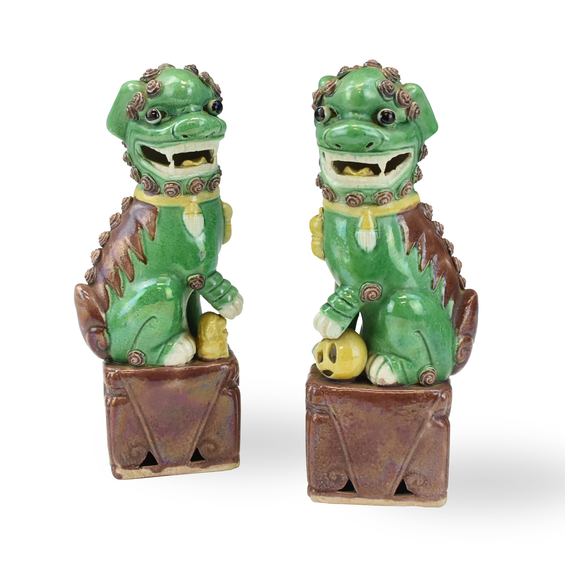 PAIR OF CHINESE SANCAI GLAZED FOO DOG  2ceb3b