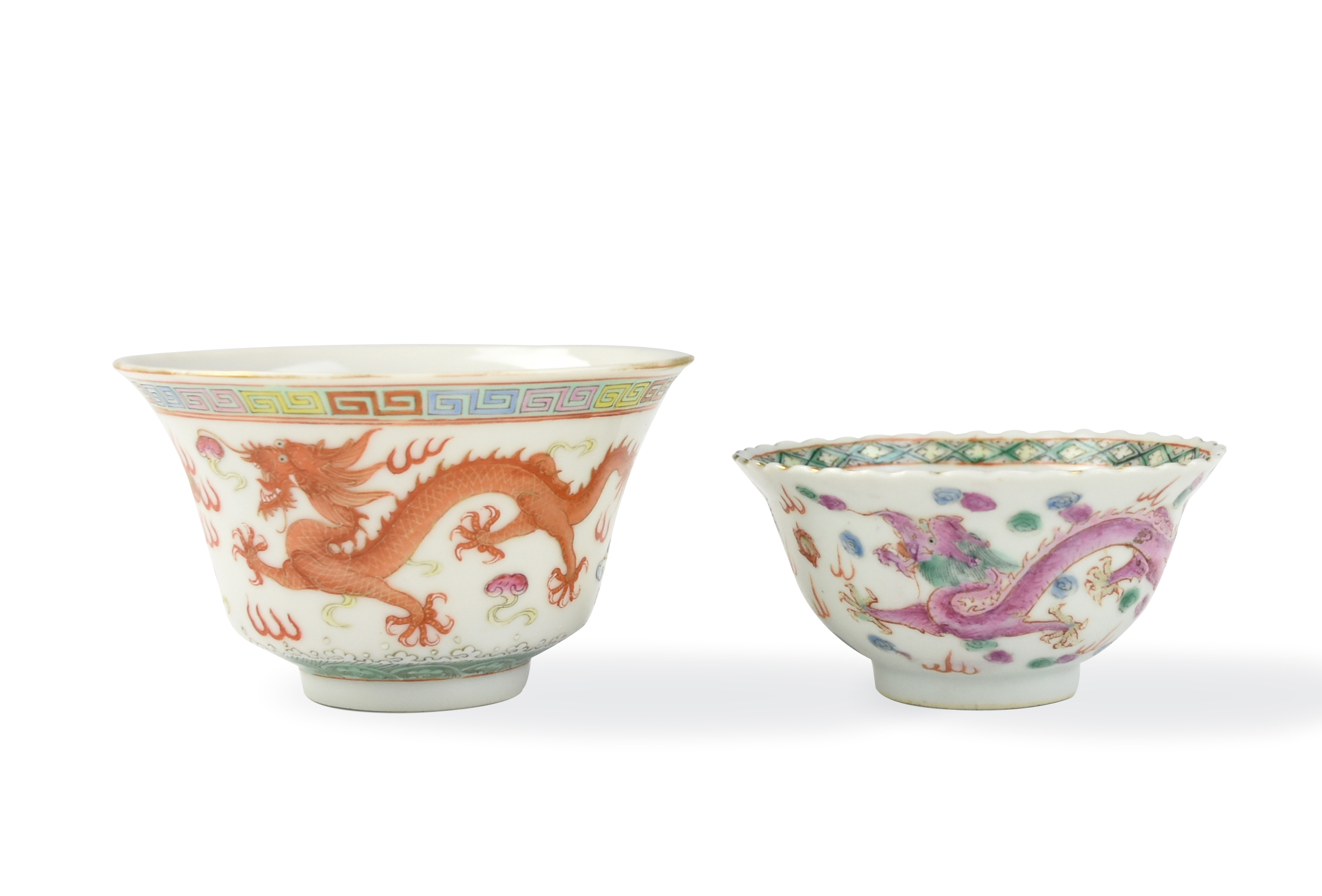 CHINESE FAMILLE ROSE DRAGON CUPS 19 20TH 2ceba9