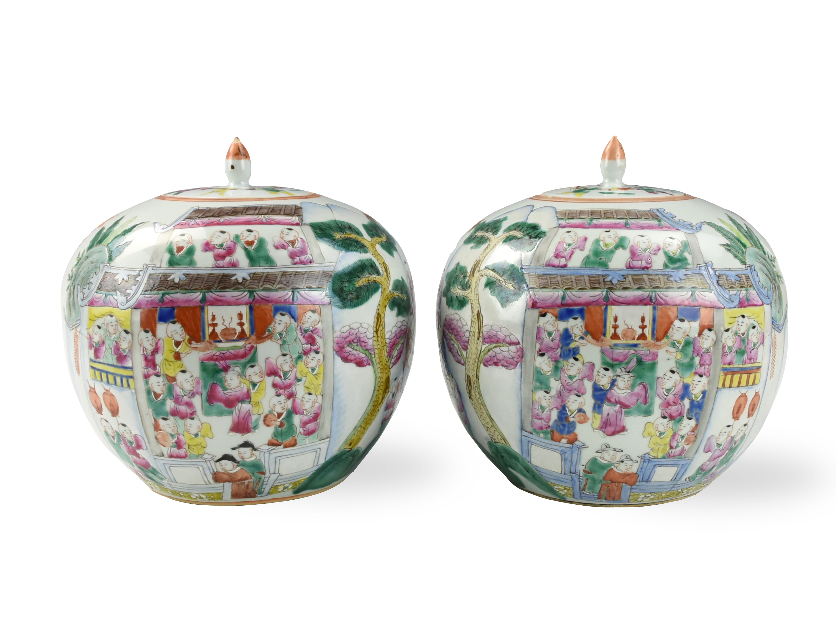 PAIR OF CHINESE FAMILLE ROSE JARS 19TH 2cebb6