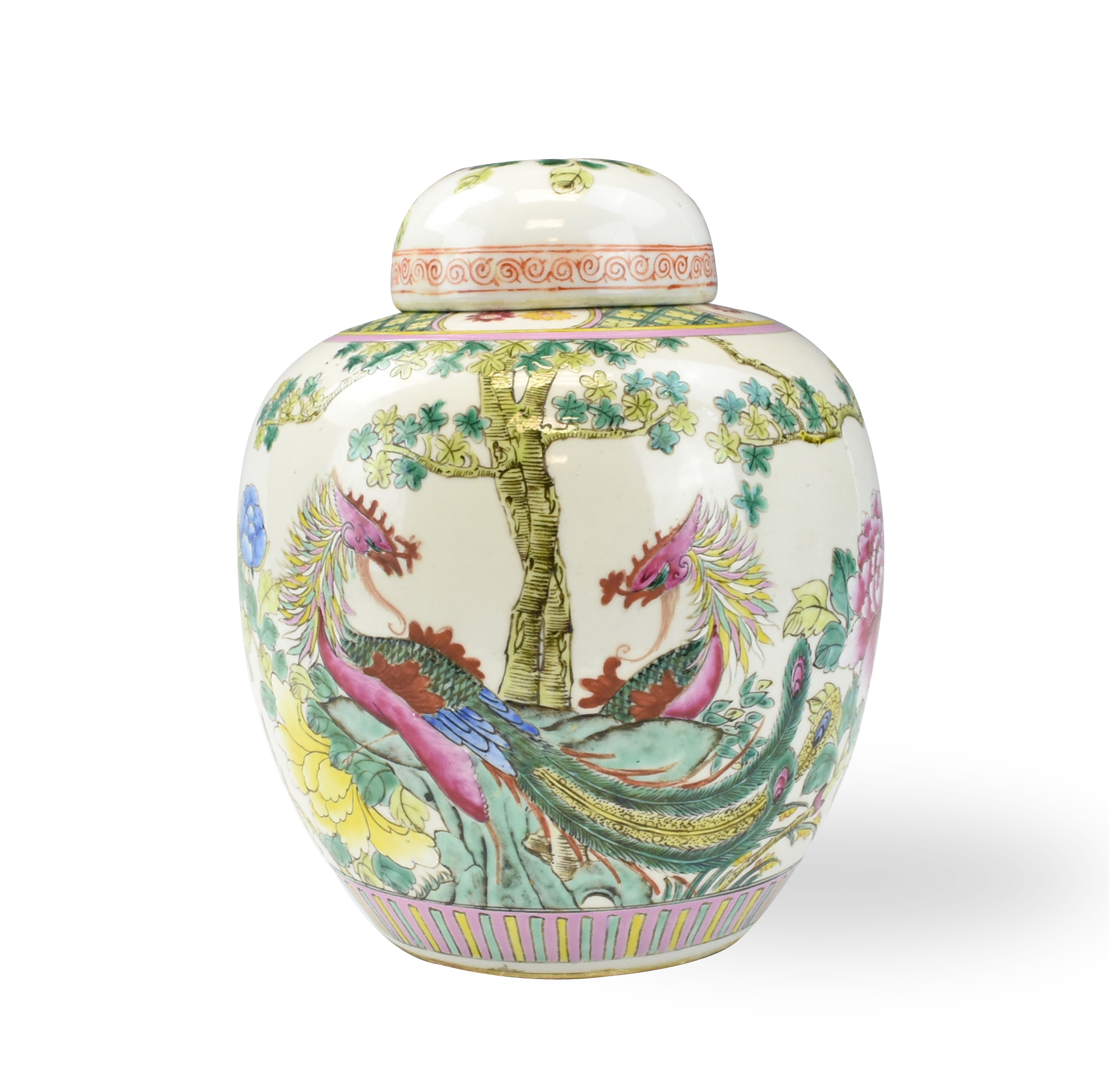 CHINESE FAMILLE ROSE JAR AND COVER 19TH 2cebcb