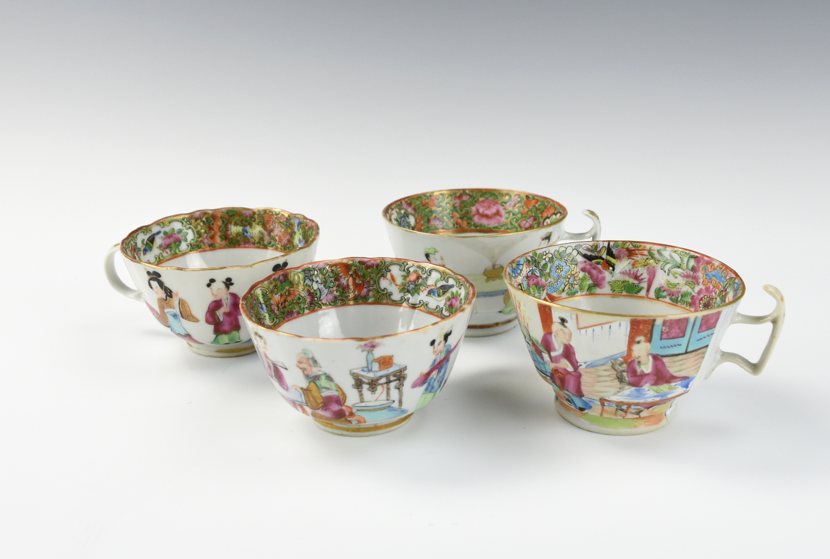 (4) CHINESE CANTON GLAZED CUPS