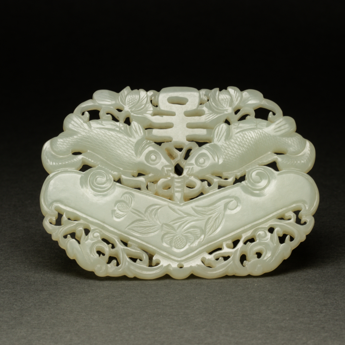 CHINESE WHITE JADE DOUBLE FISH  2d13be