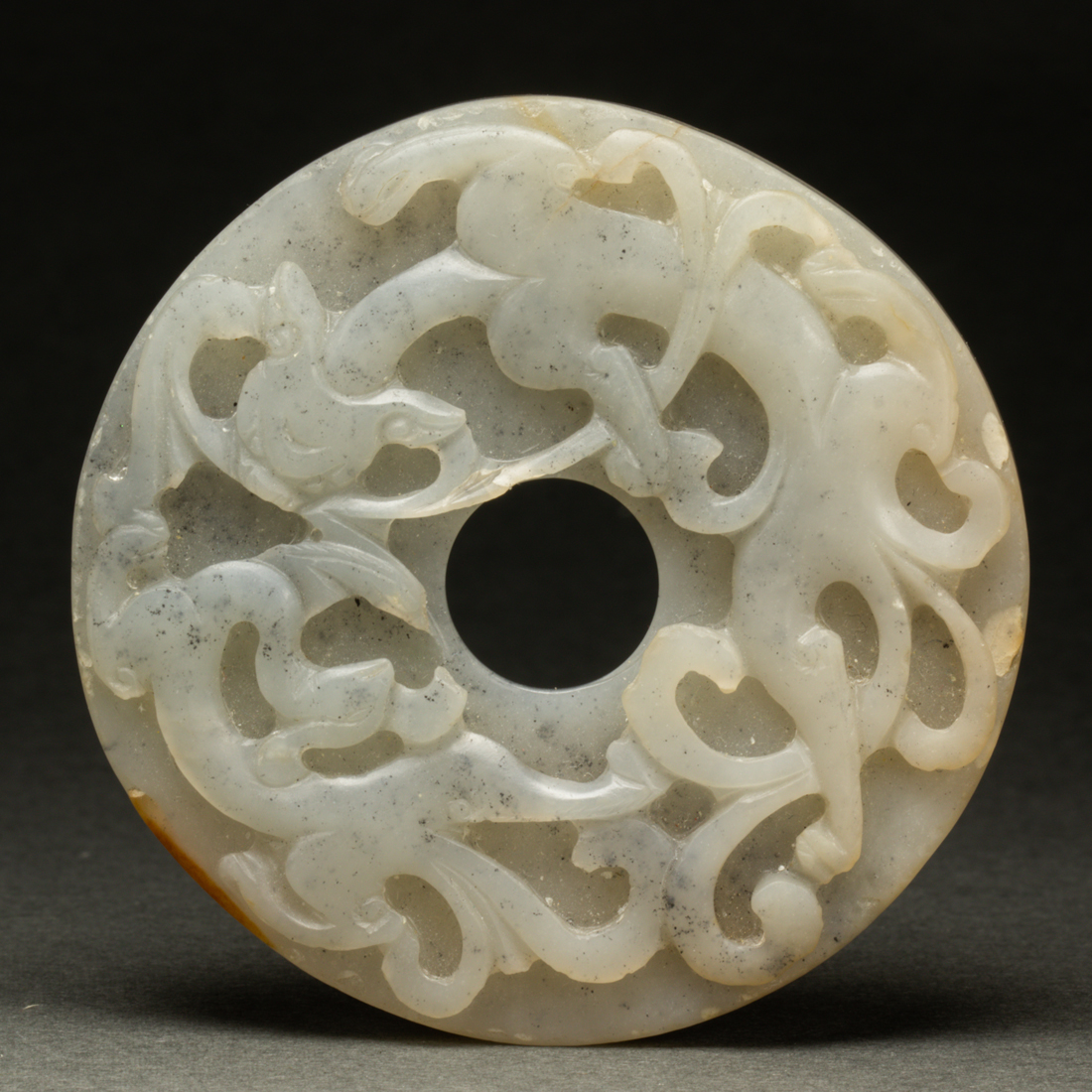 CHINESE BLACK AND WHITE JADE BI