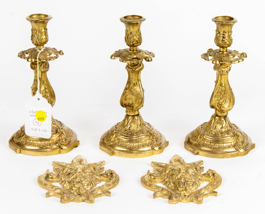  LOT OF 5 THREE ROCOCO STYLE BRASS 2d14c7