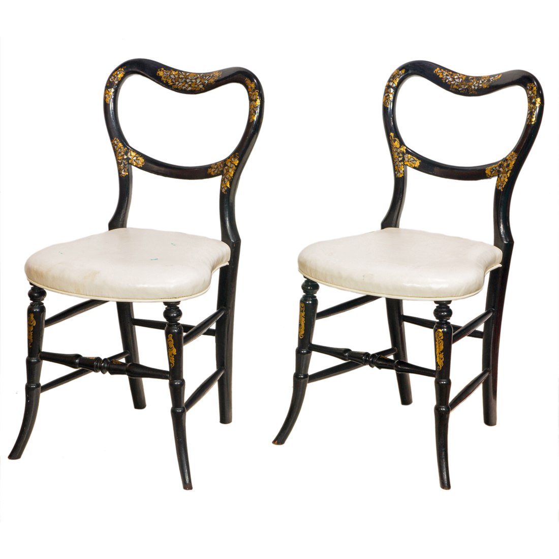 A PAIR OF BALLOON BACK BLACK LACQUERED 2d156c