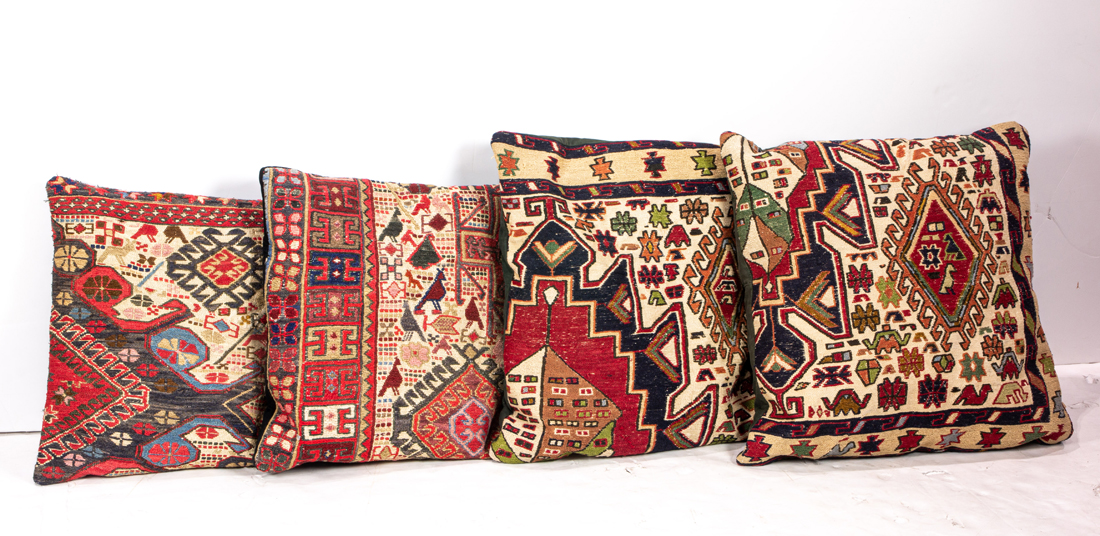 (LOT OF 4) THROW PILLOWS WITH KILIM