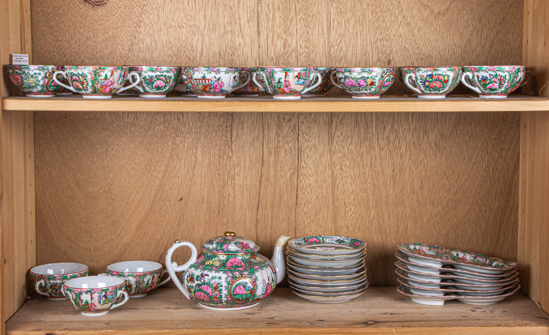 TWO SHELVES OF CHINESE CANTON ROSE