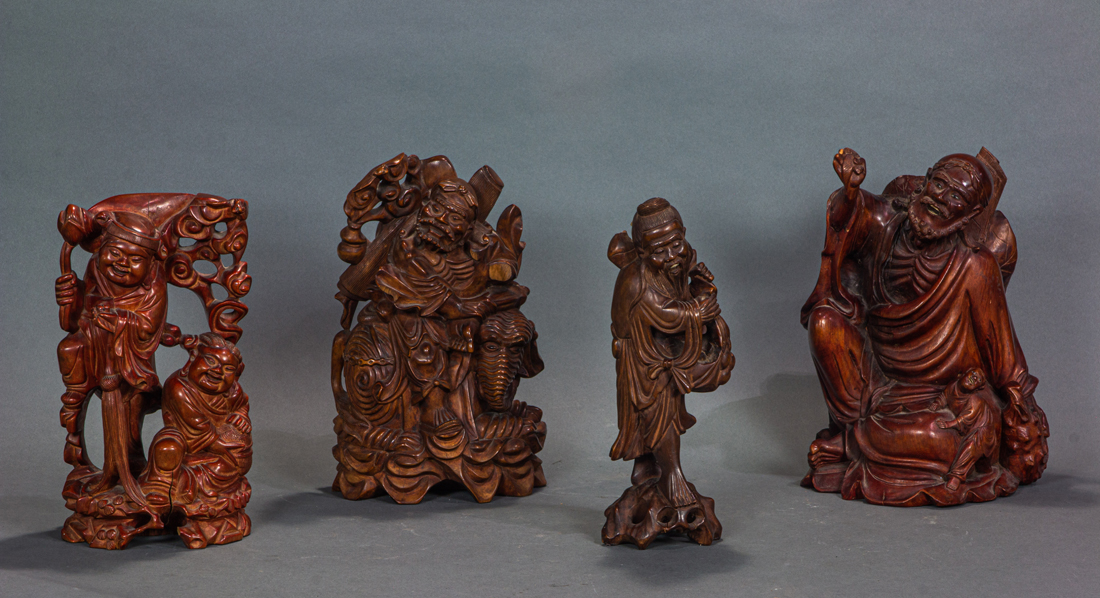 LOT OF 4 CHINESE WOOD DAOIST 2d1640