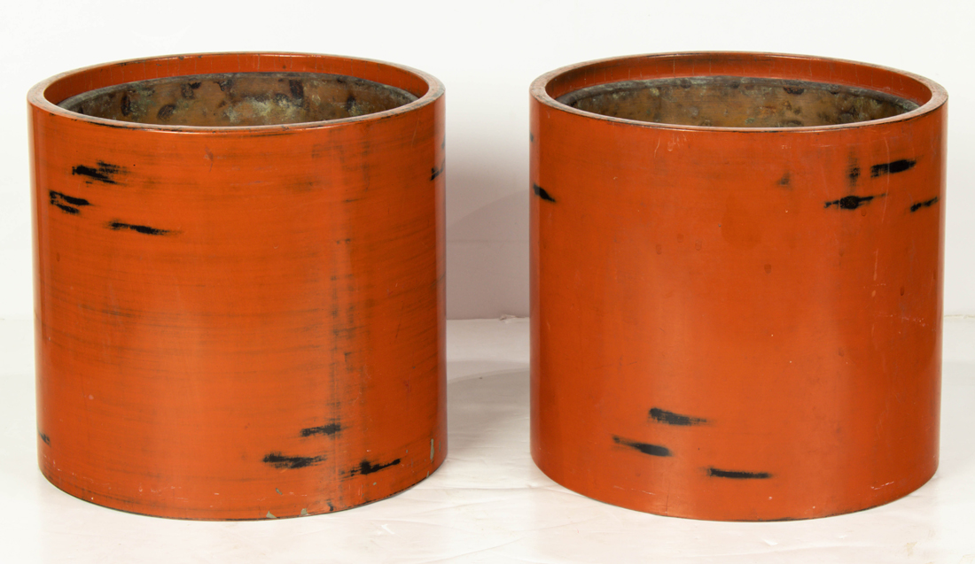  LOT OF 2 JAPANESE LACQUERED CYLINDRICAL 2d165d