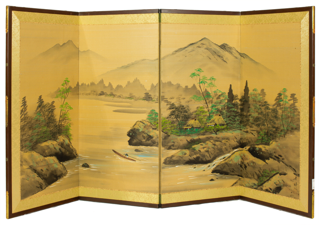 JAPANESE FOUR-PANEL SILK SCREEN