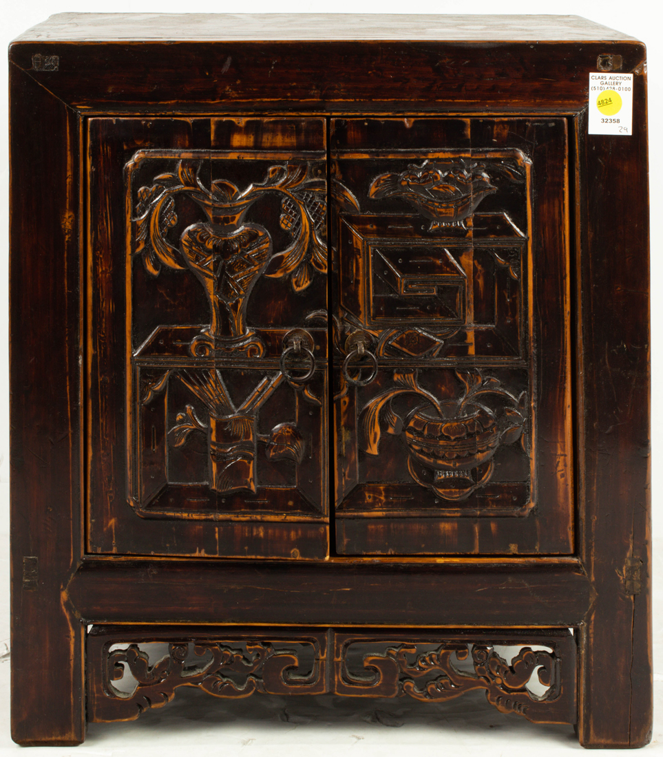 CHINESE CABINET WITH CARVED DOORS 2d166b