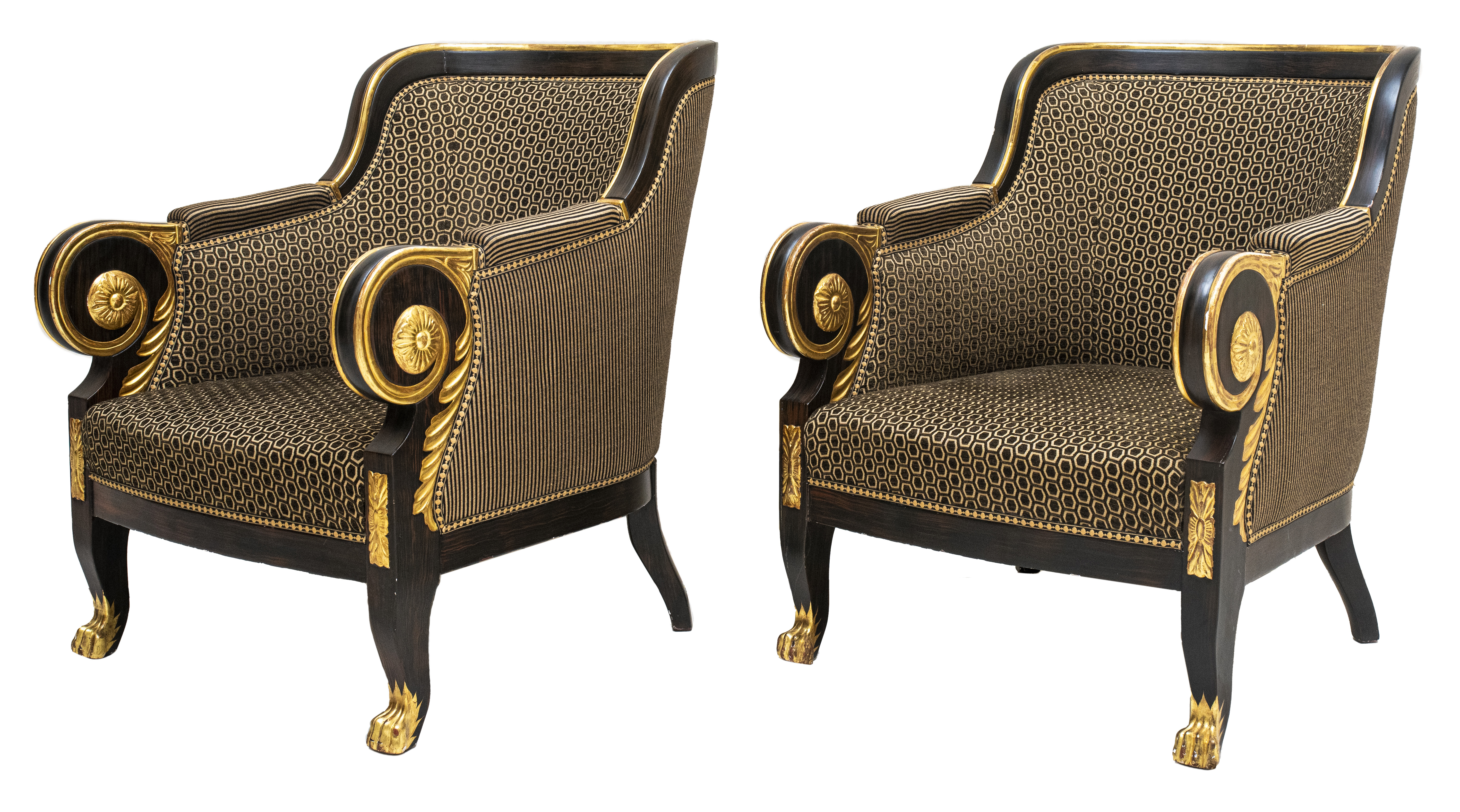 REGENCY REVIVAL PARCEL GILT ARMCHAIRS  2d167c