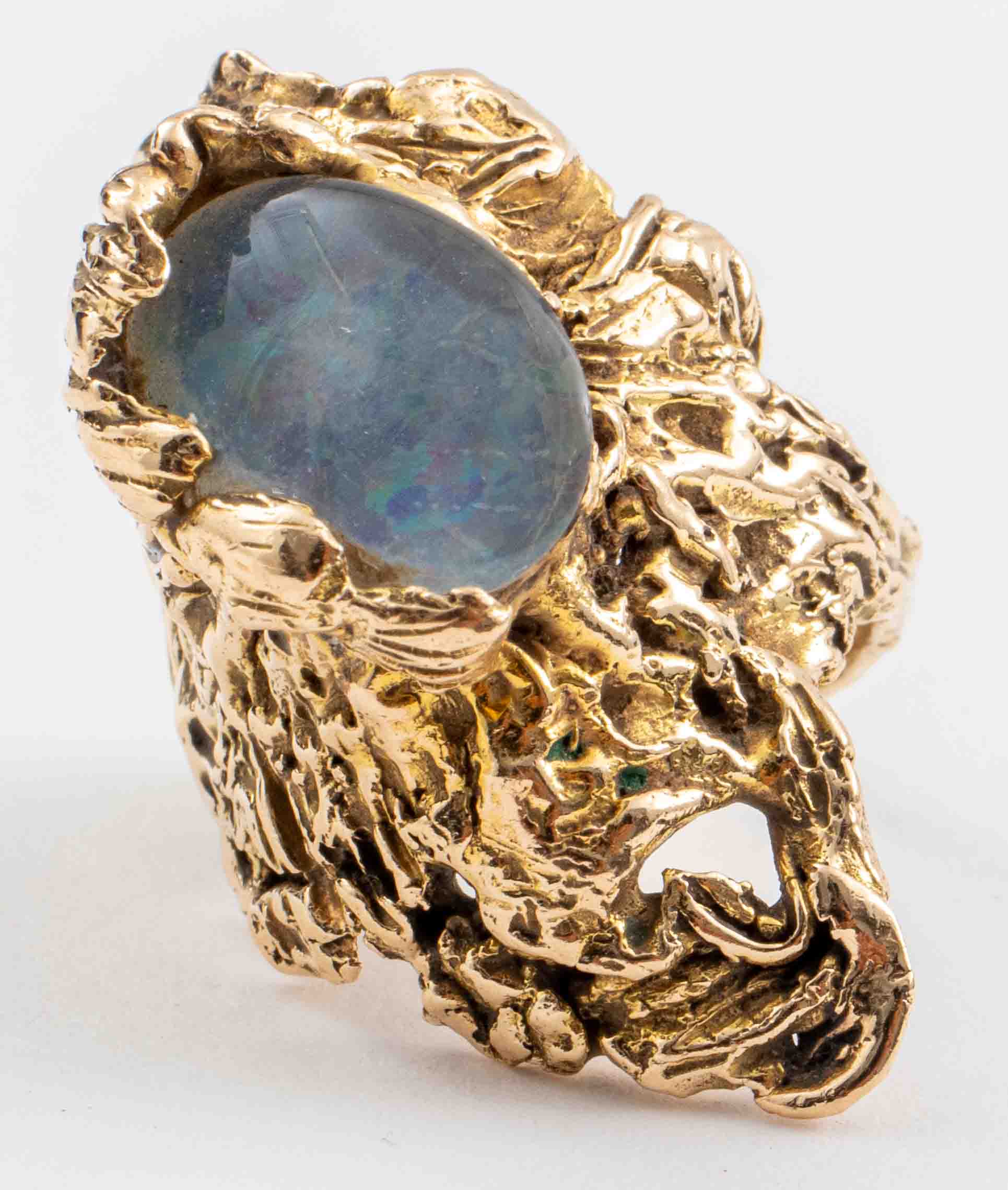 14K YELLOW GOLD BRUTALIST OPAL