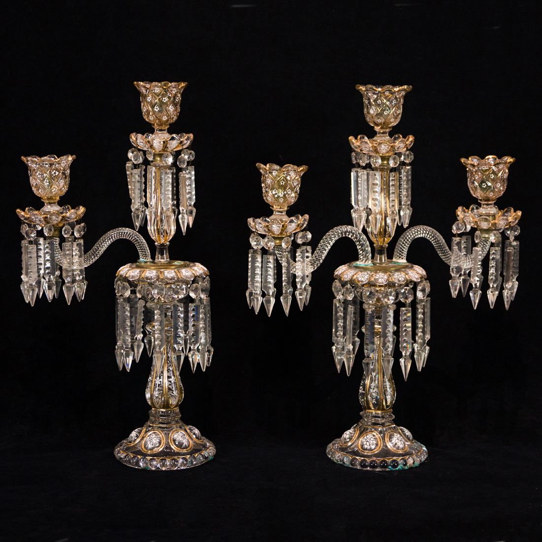 A PAIR OF BACCARAT ENAMELED MOLDED 2d1762