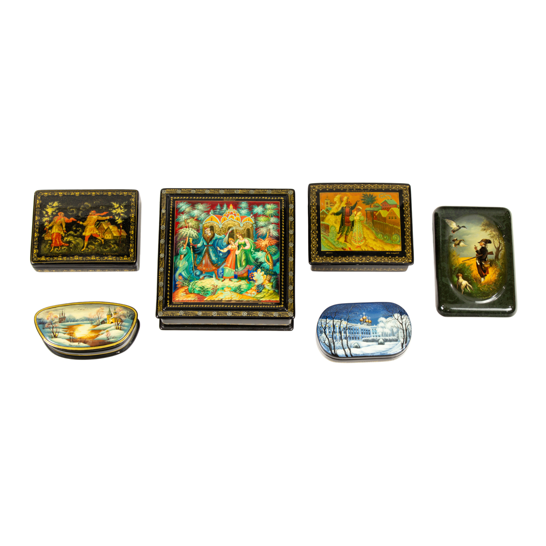  LOT OF 6 RUSSIAN LACQUER BOXES 2d176b