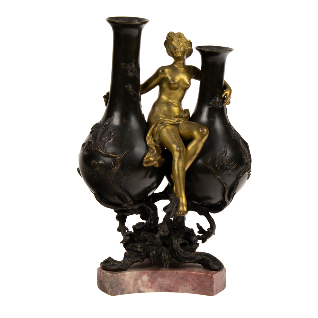 A FRENCH GILT AND PATINATED BRONZE FIGURAL