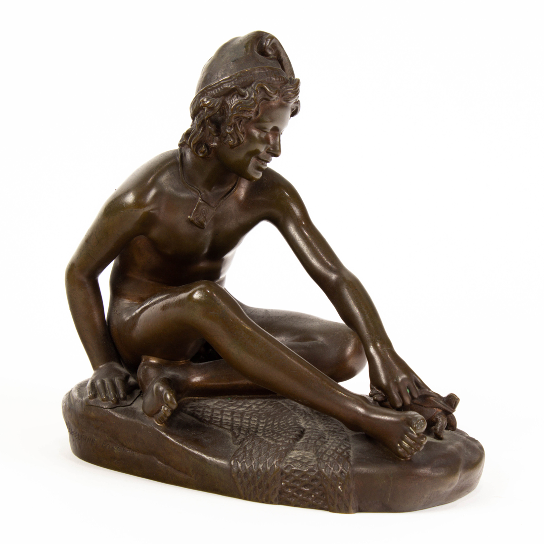 A FRENCH BARBEDIENNE PATINATED BRONZE