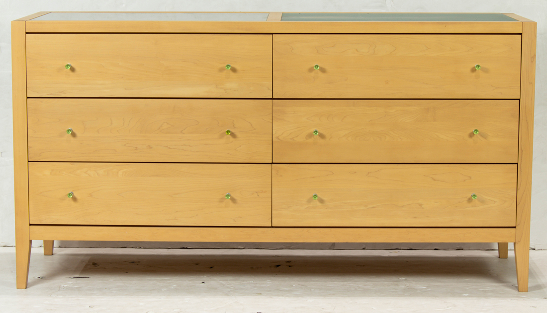 A CONTEMPORARY BLONDEWOOD DRESSER