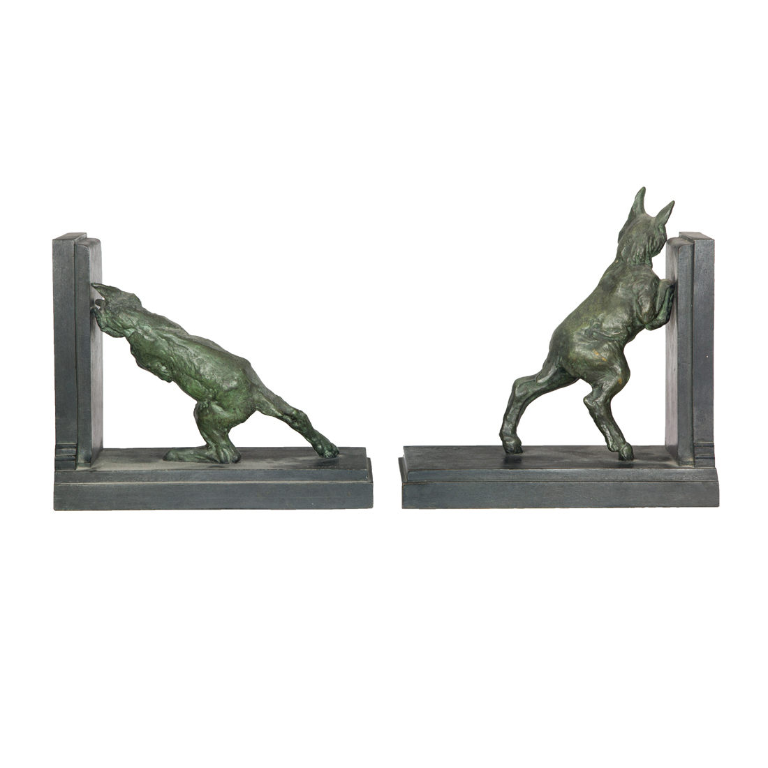 A PAIR OF FRENCH PATINATED METAL