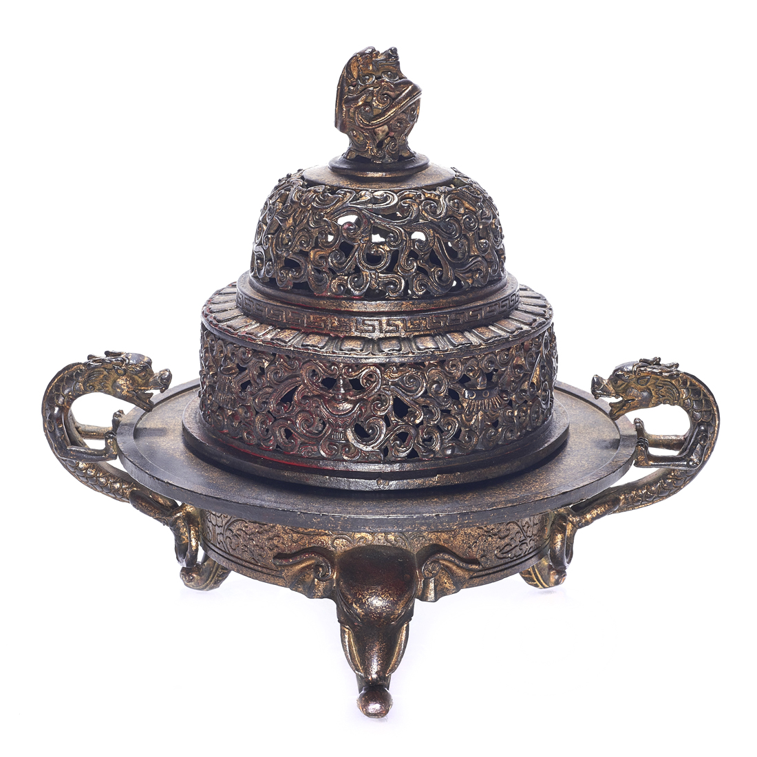 CHINESE GILT LACQUERED BRONZE LIDDED 2d1a13