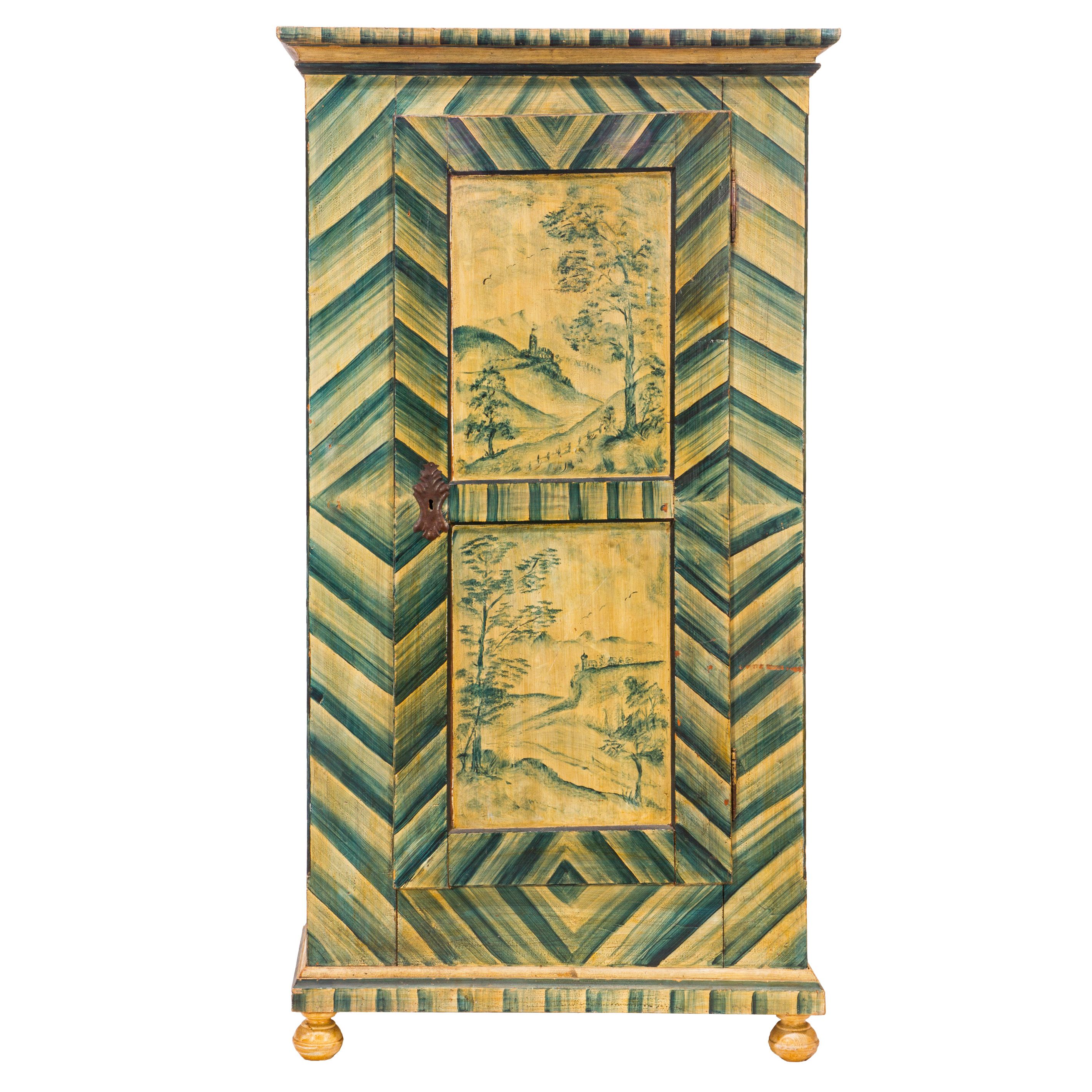 A FRENCH ALPS PAINT DECORATED ARMOIRE 2d1bc5