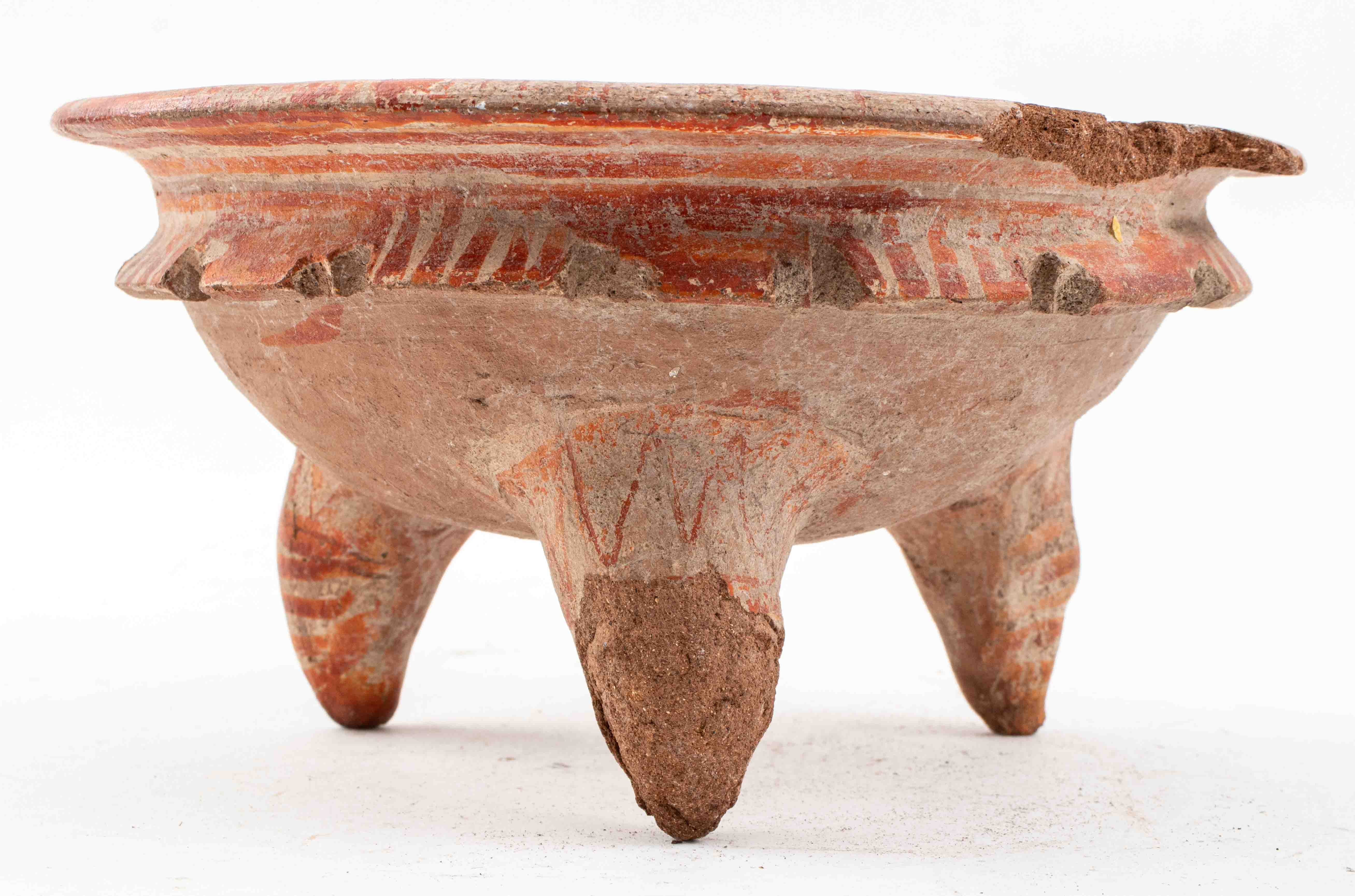 PRE-COLUMBIAN CERAMIC PAINTED FOOTED