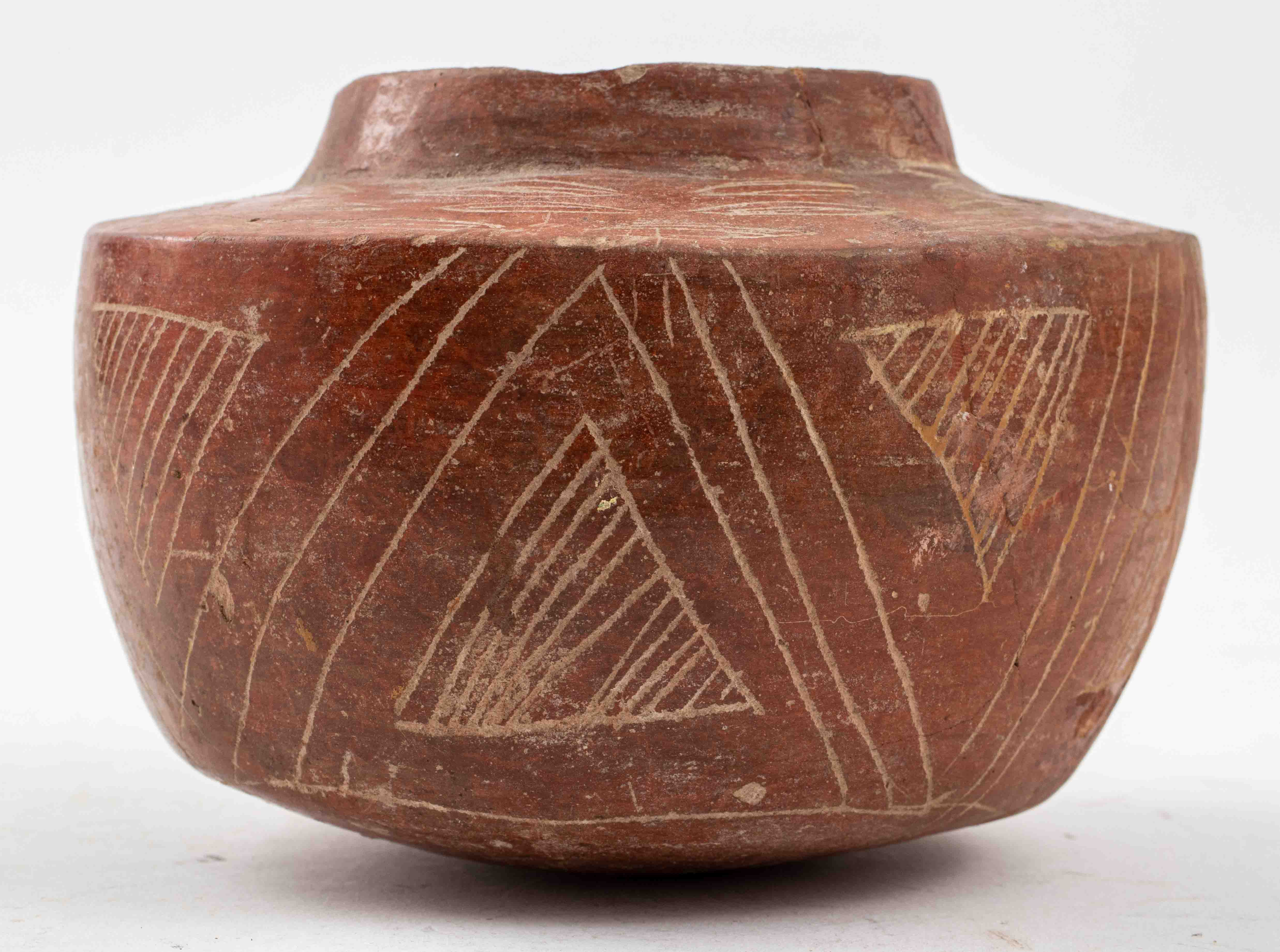PRE COLUMBIAN INCISED REDWARE BOWL 2d1bef