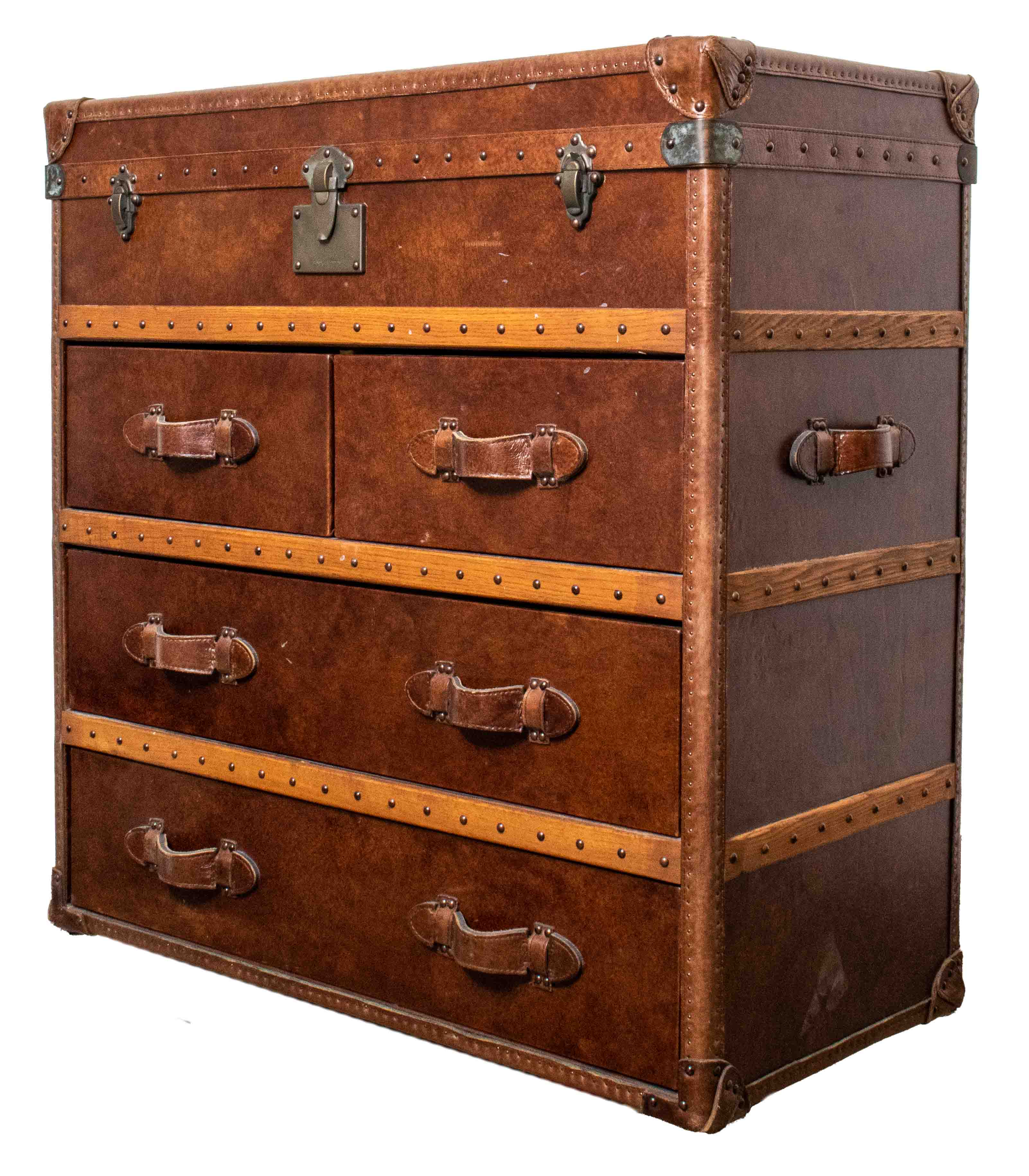 LEATHER BOUND STEAMER TRUNK CHEST 2d1c05