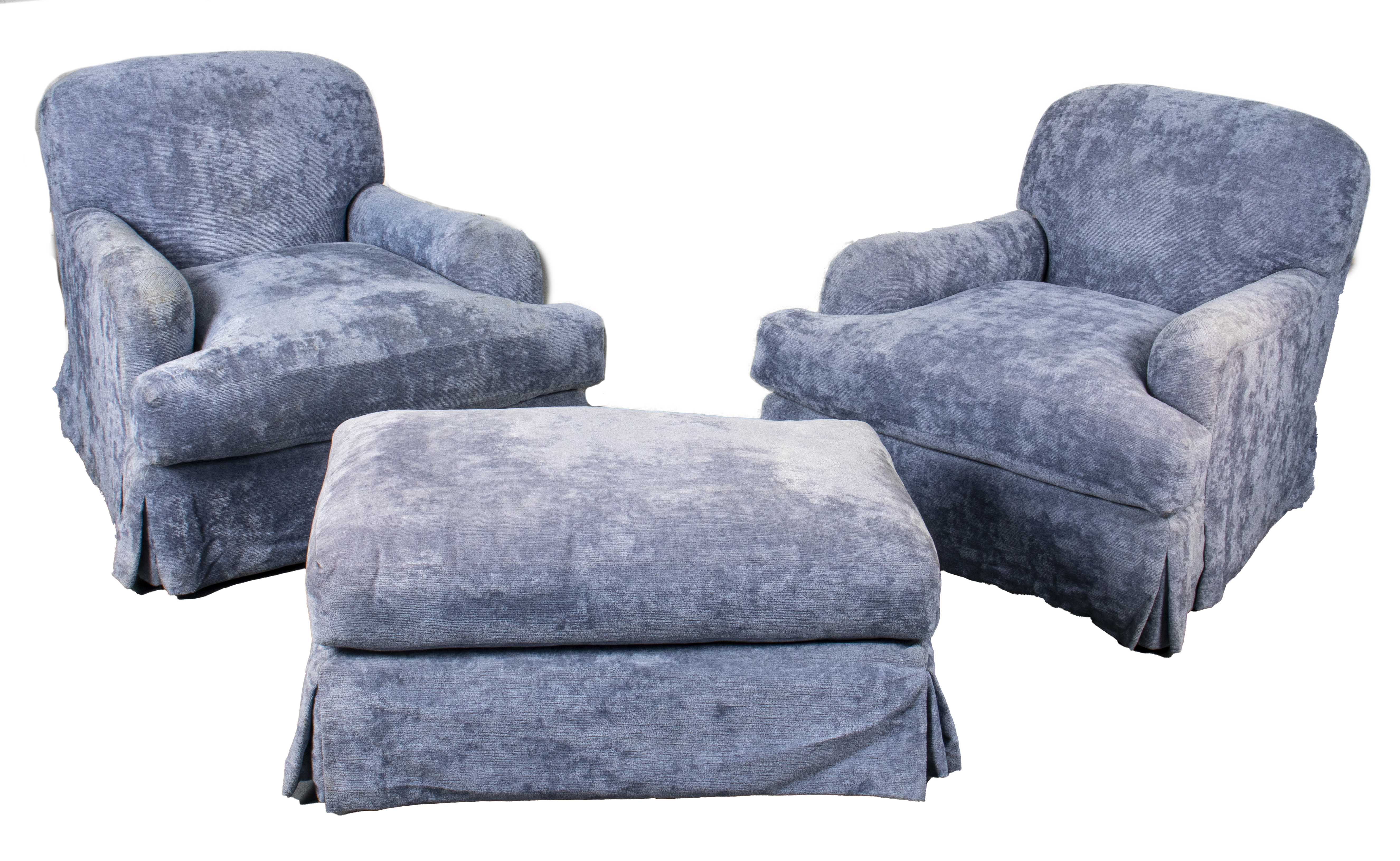 UPHOLSTERED ARMCHAIRS & OTTOMAN