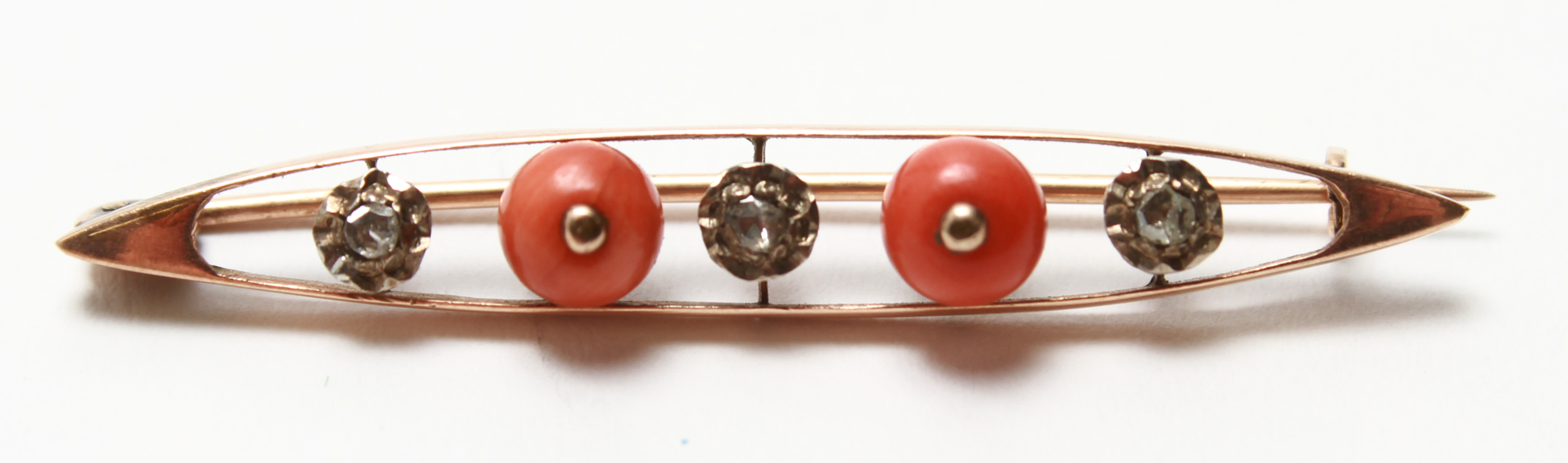 14K ROSE GOLD DIAMOND & RED CORAL