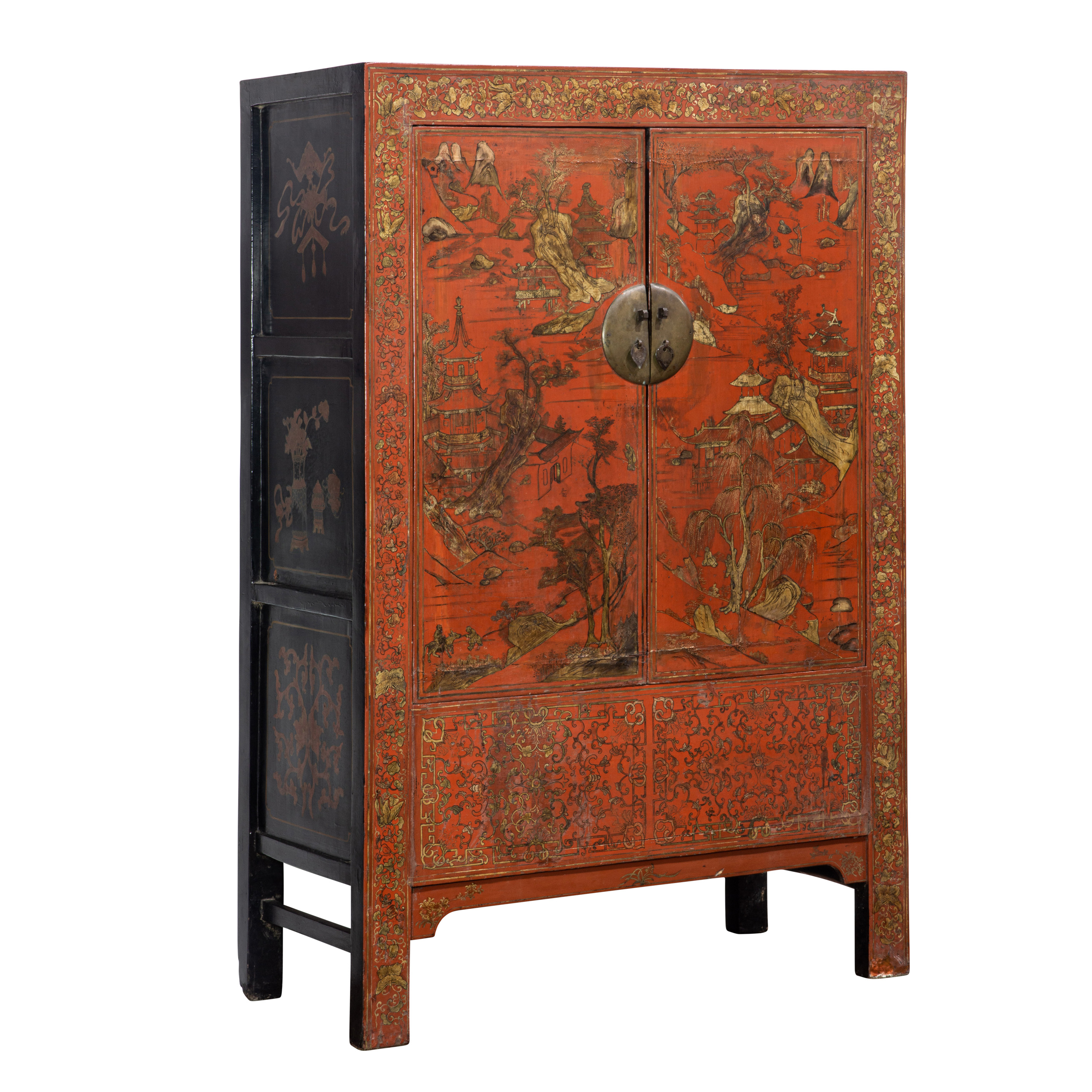 CHINESE GILT LACQUERED RED GROUND 2d1d2d