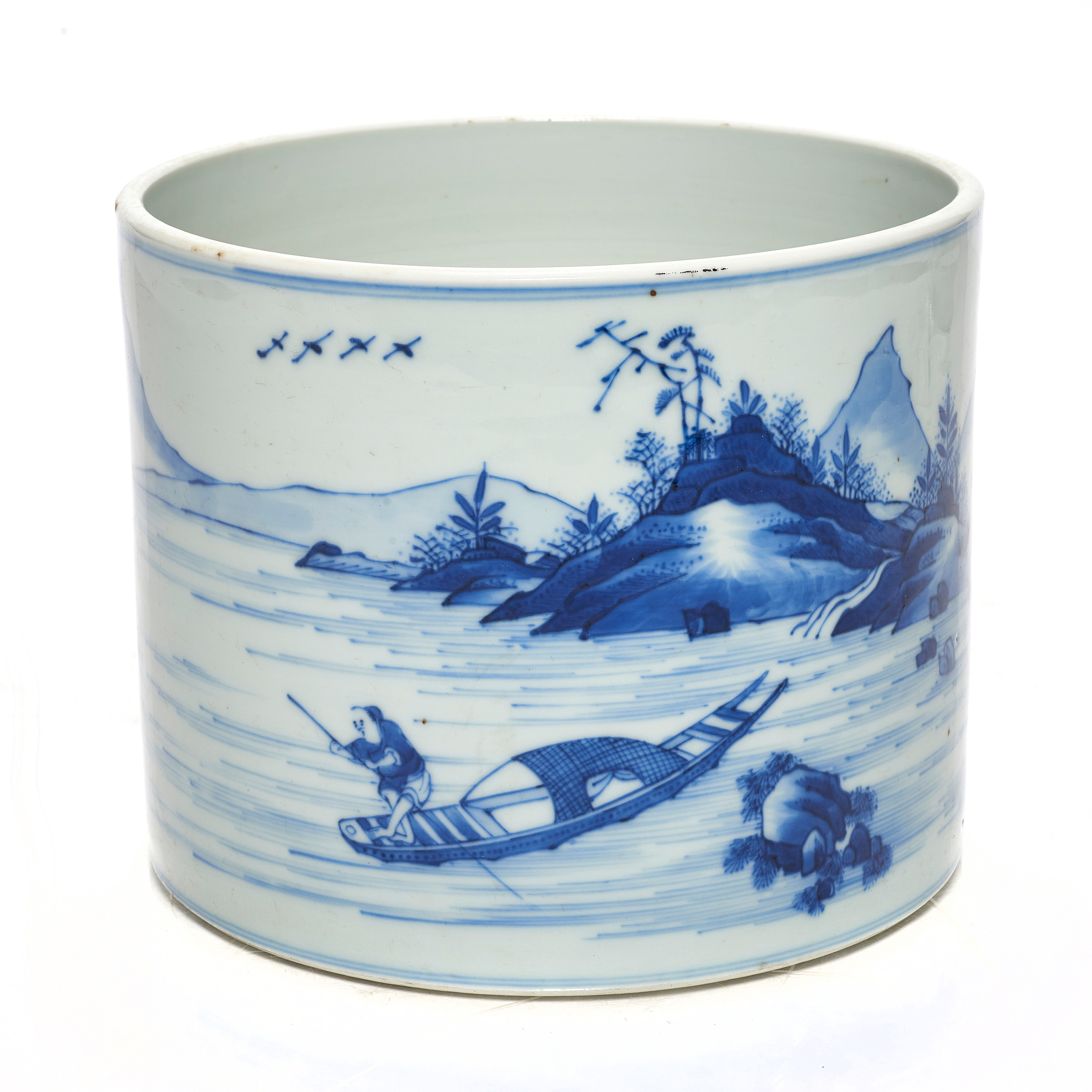 CHINESE BLUE AND WHITE BRUSH POT Chinese