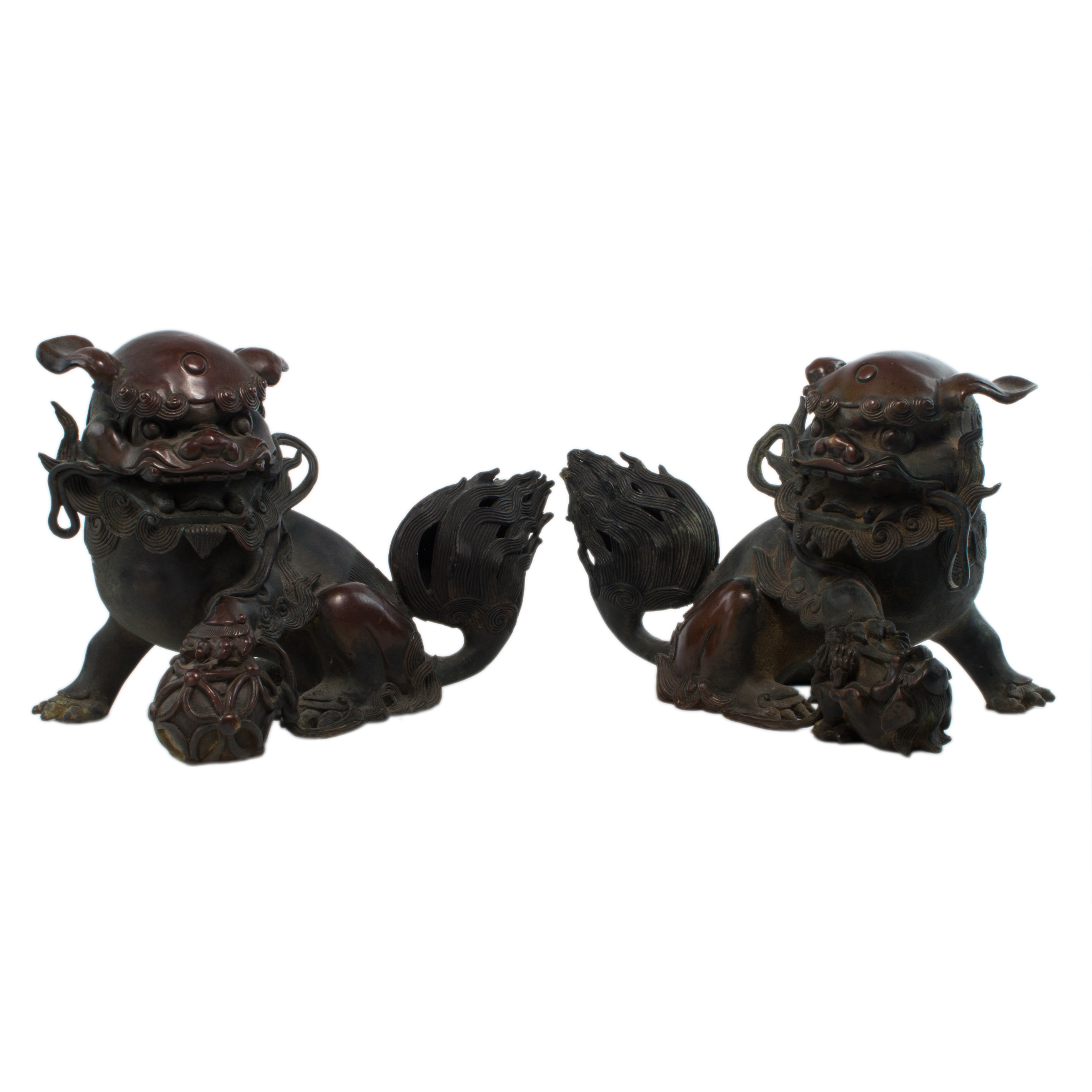 PAIR OF CHINESE BRONZE GUARDIAN