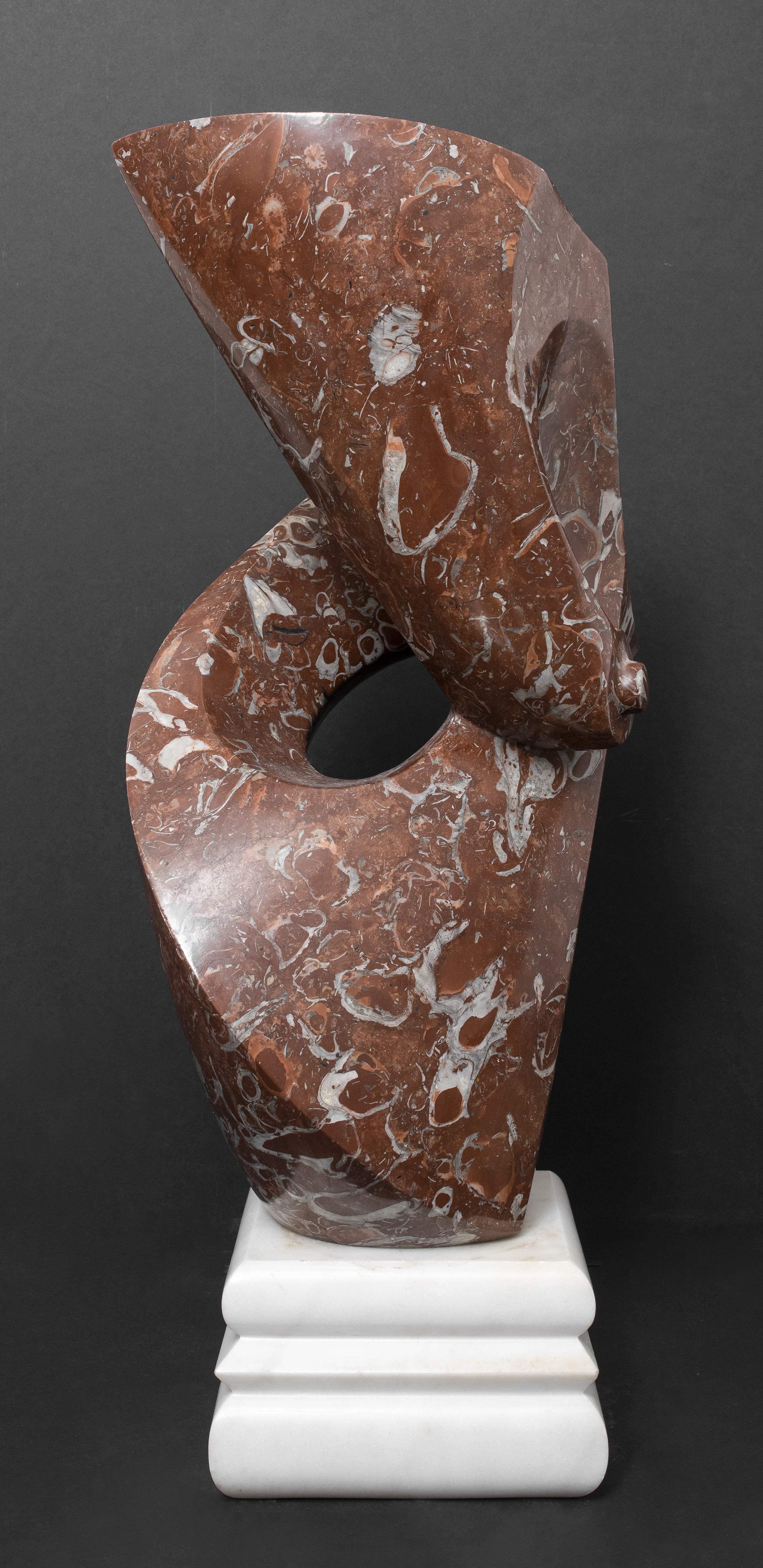 MODERN ABSTRACT BROWN MARBLE SCULPTURE 2d1e5c