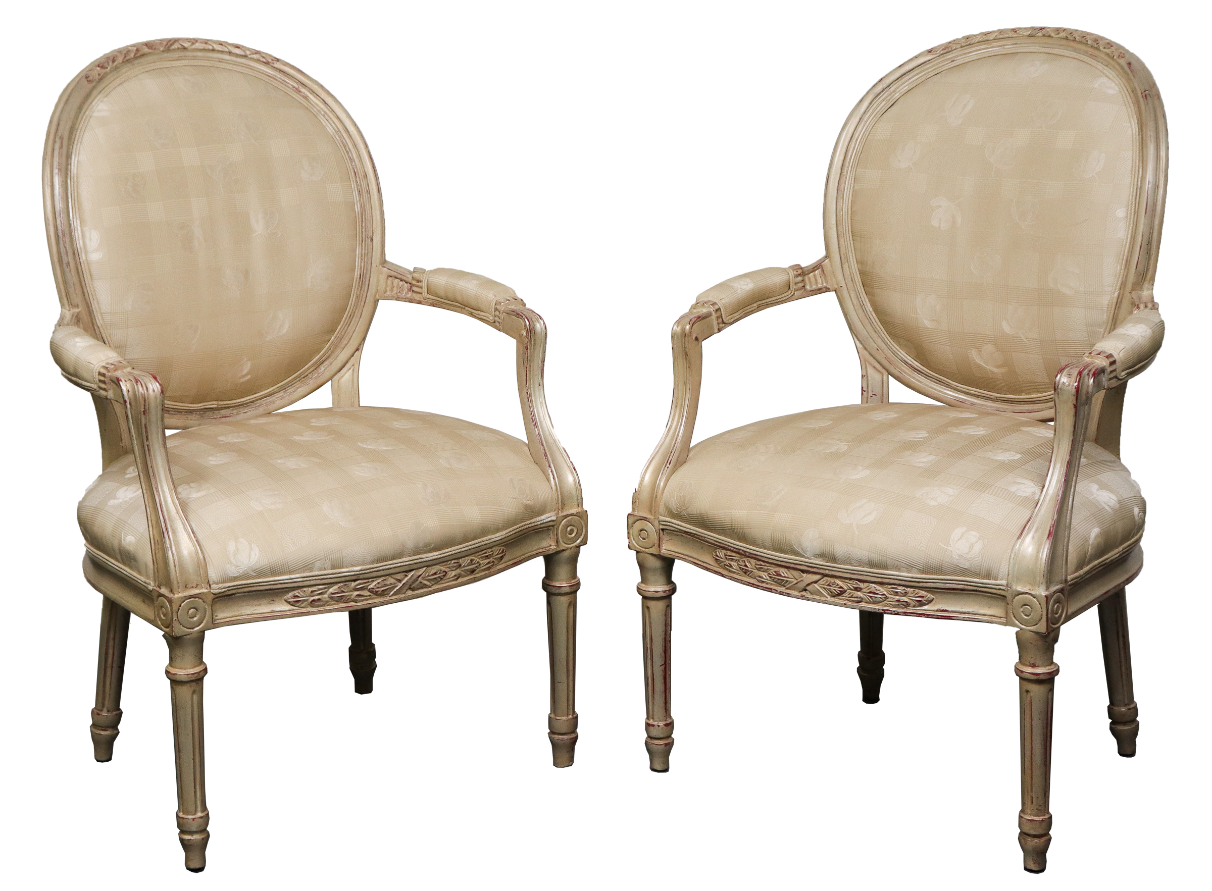 FRENCH LOUIS XVI MANNER FAUTEUILS,