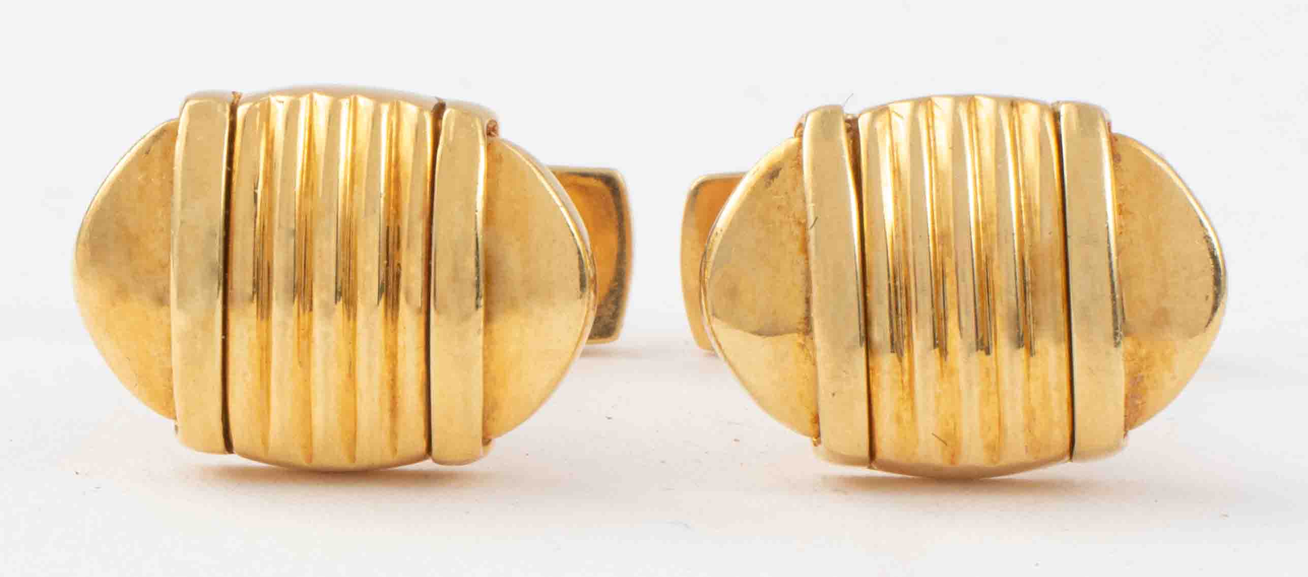 18K YELLOW GOLD OVAL RIBBED CUFFLINKS 2d1f3a