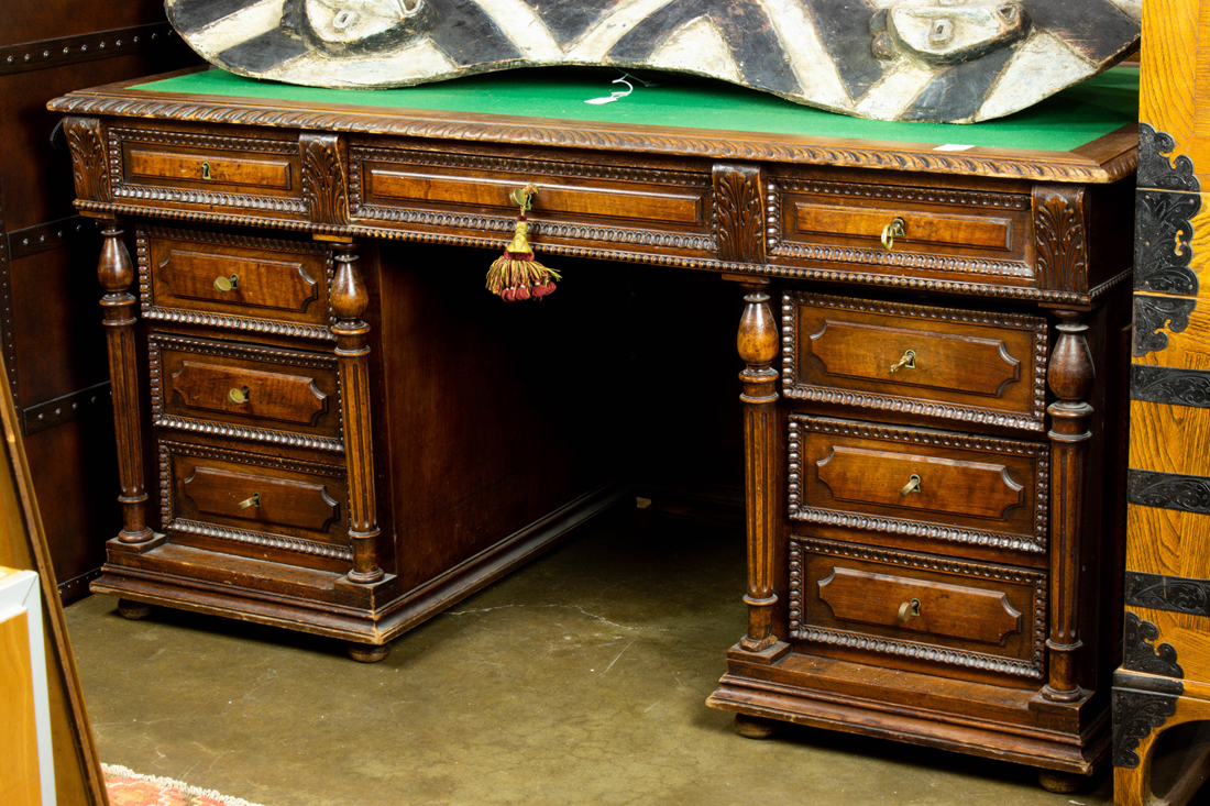 AN ENGLISH WALNUT AND BURL WALNUT