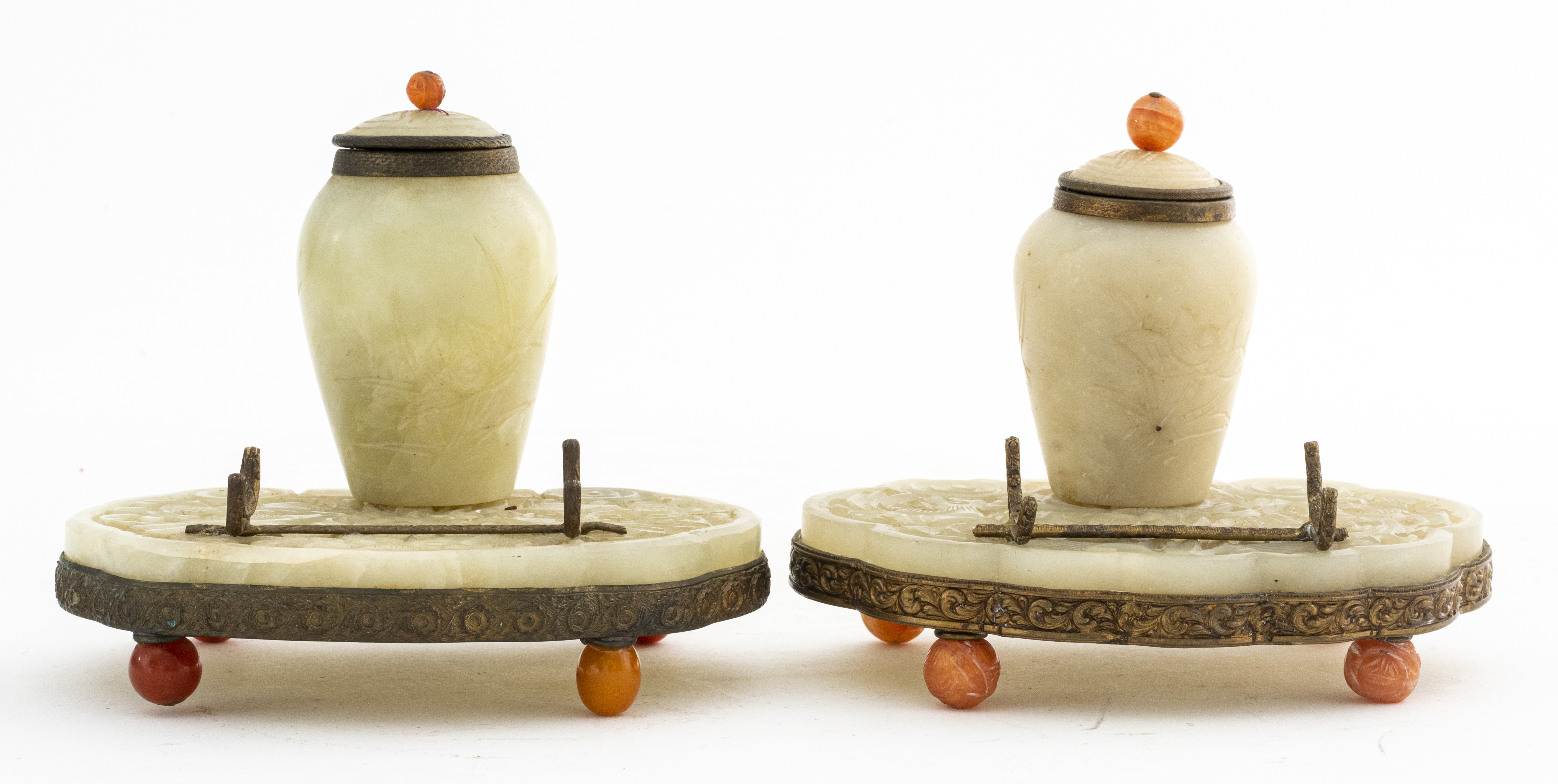 CHINESE JADE INKWELLS, PAIR Pair